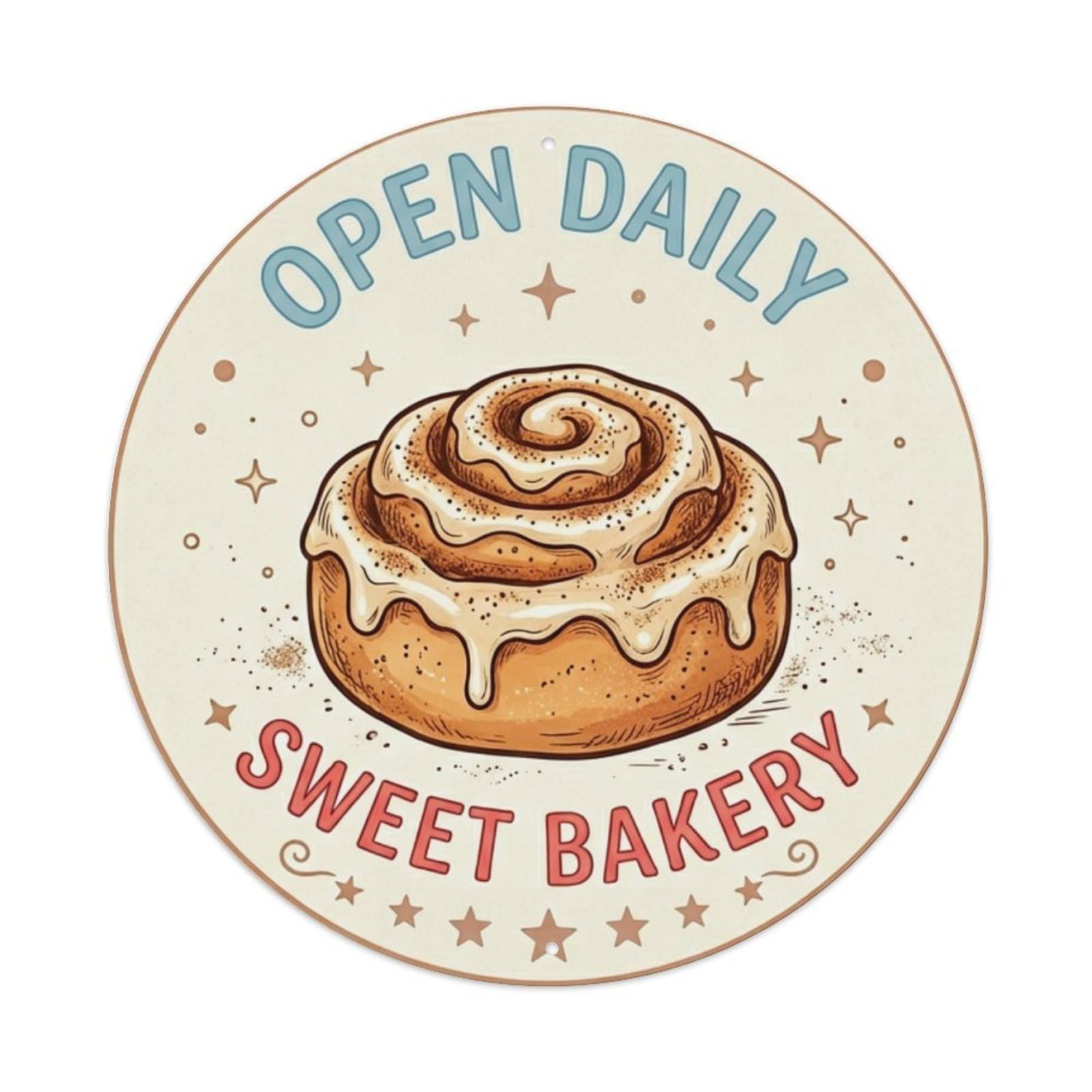 Sweet Bakery Open Daily Kitchen Pastry Accessory Metal Tin Sign