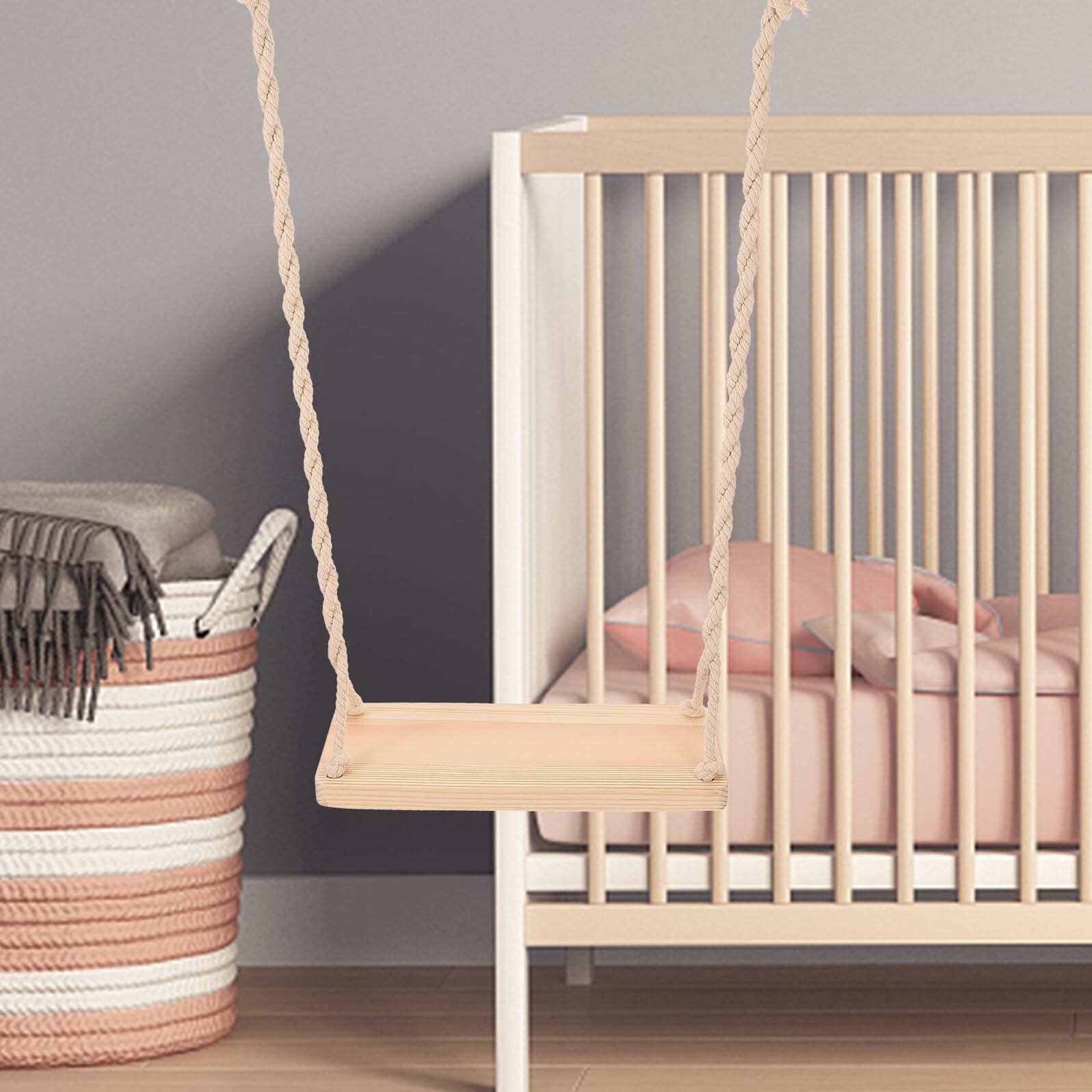 Columpio de Madera Artesanal para Fotografía y Ambientación del Hogar, Accesorio Resistente Diseño Natural Adecuado para Sesiones Fotográficas