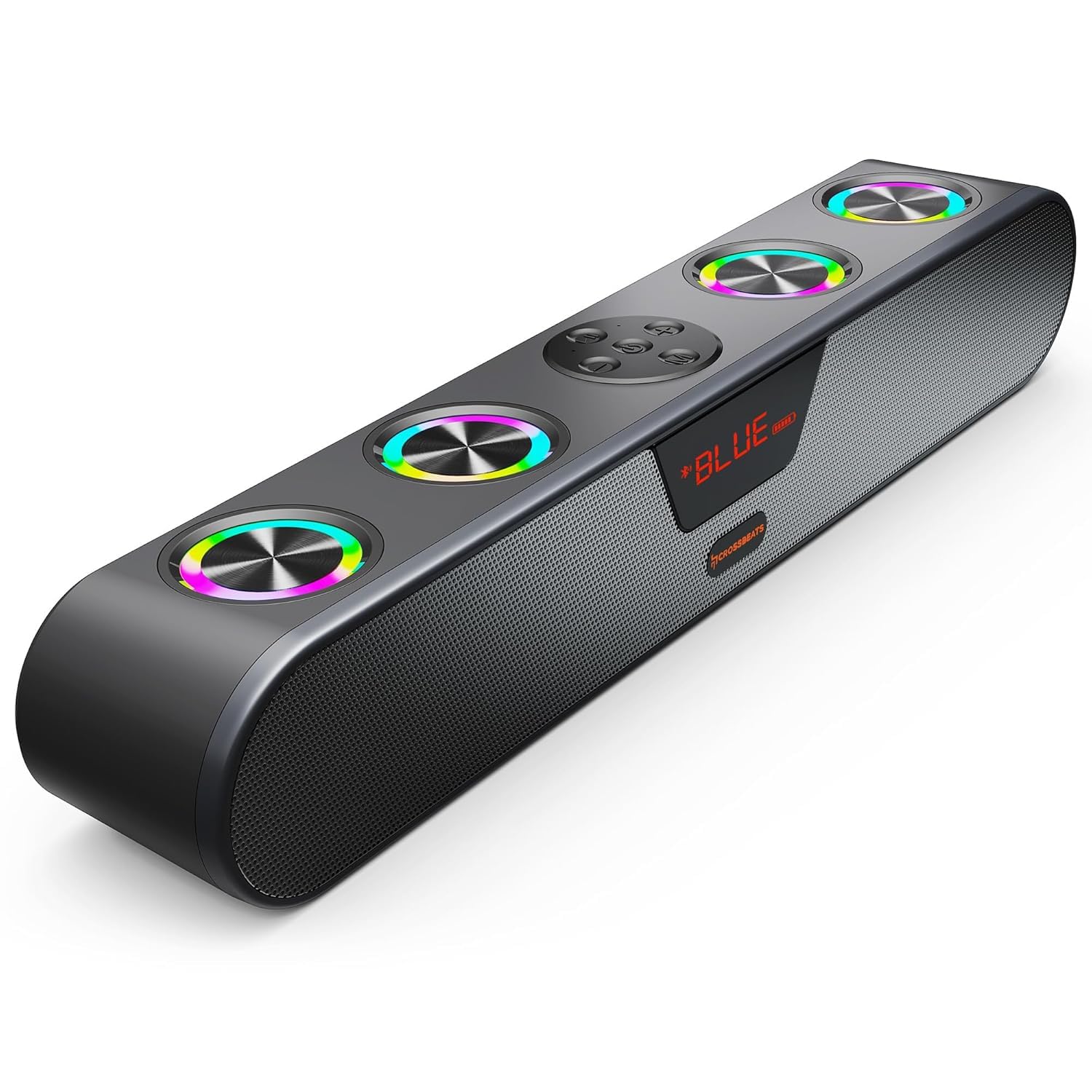 CrossBeats Blaze B30 Soundbar with an illustration of 8 hours playtime and battery