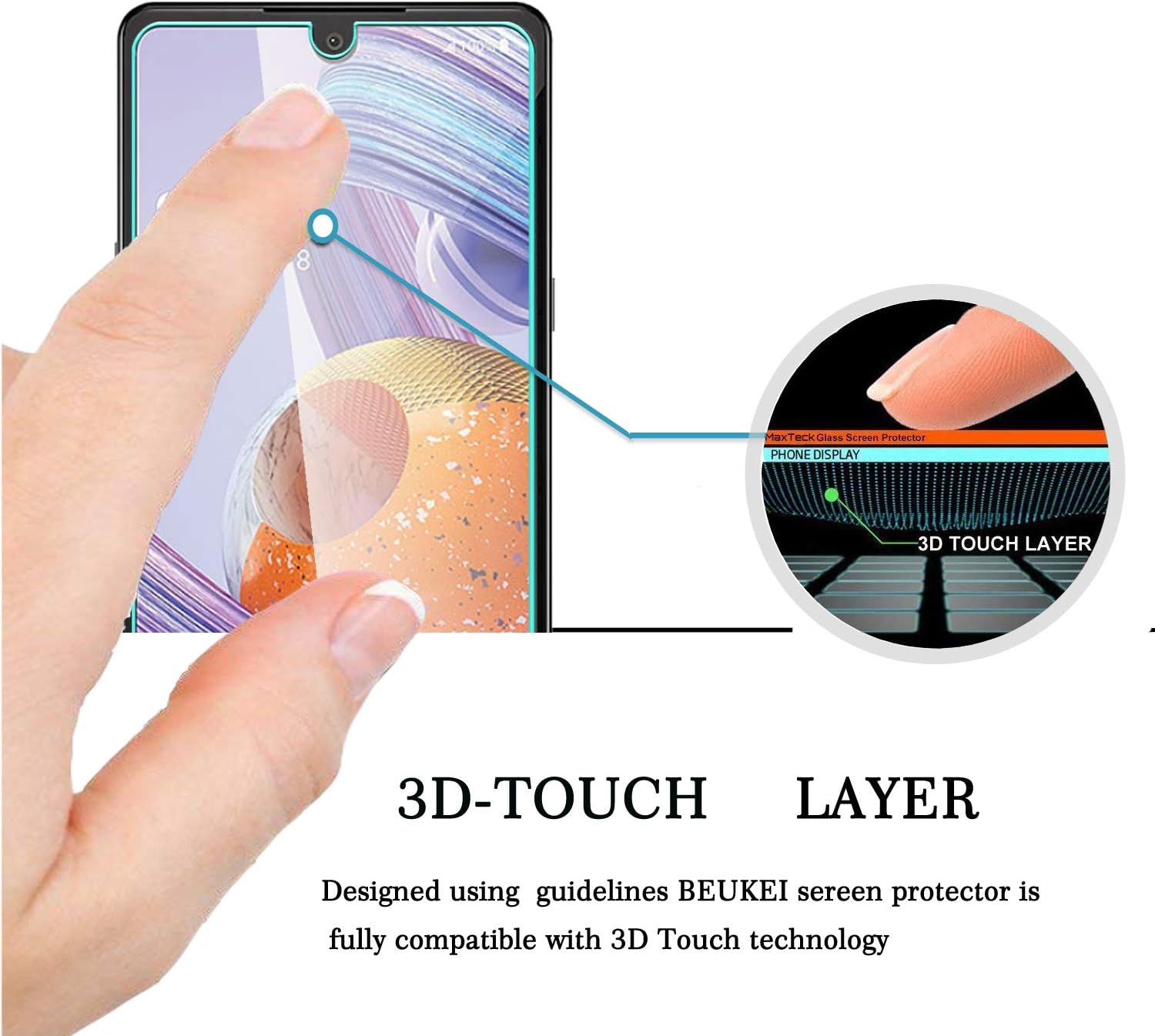 beukei (3 Pack) for LG stylo 6 Screen Protector Tempered Glass, Anti Scratch, Bubble Free