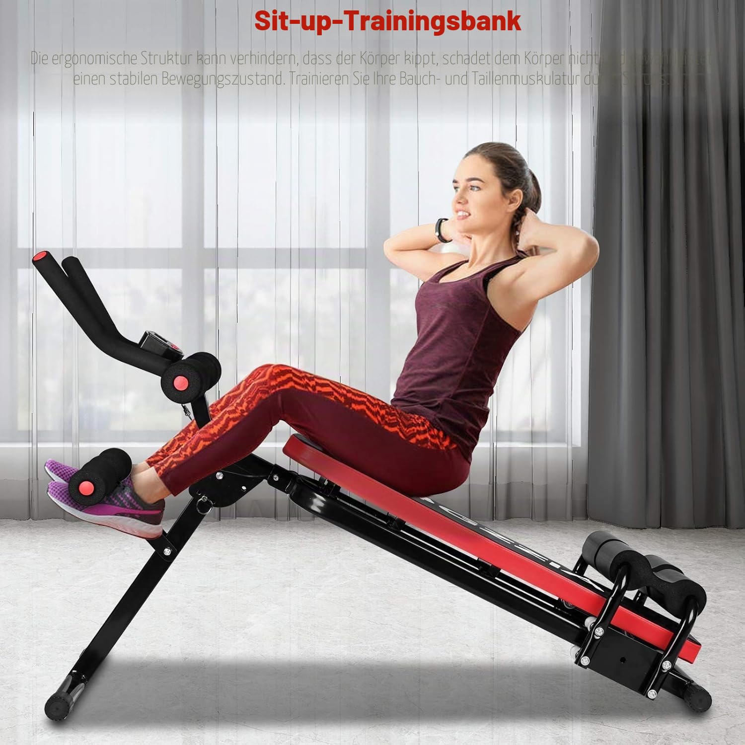 Klappbare und Verstellbare Hantelbank, Zusammenklappbar und Schnell Bauchtrainer für Zuhause, Training, Fitnessstudio,150 kg / 330 Pfund