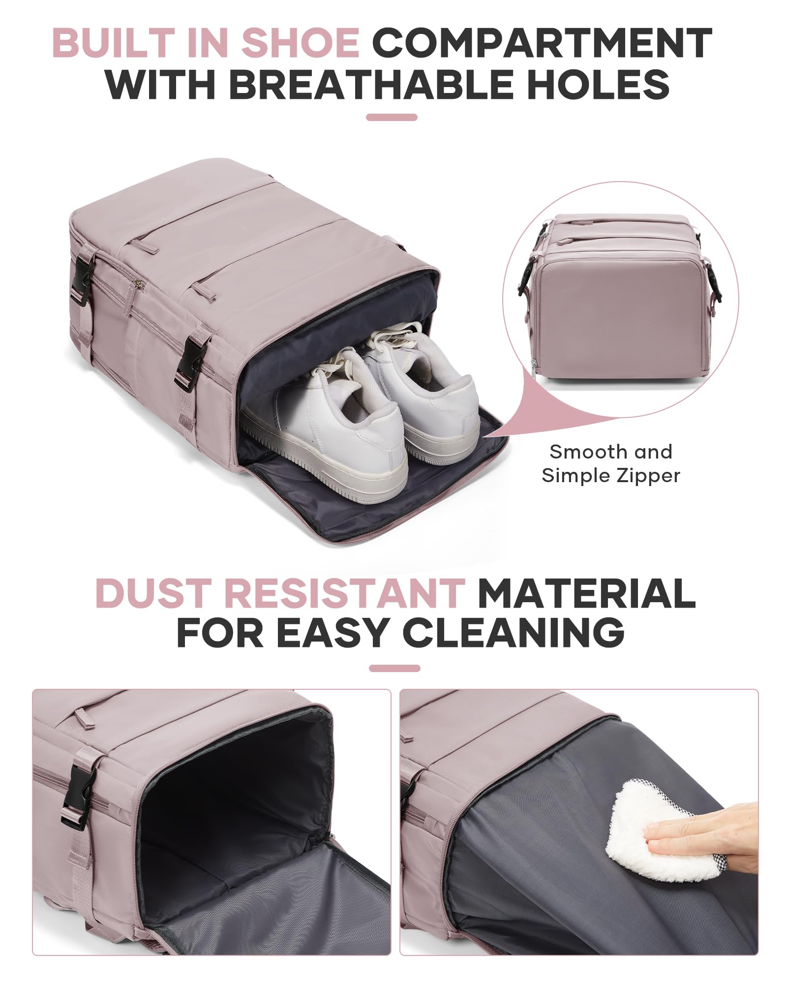 BJLFS Borse da Cabina per Ryanair 40x30x20 Bagaglio a mano Sottovuoto 40x20x25 Zaino da Viaggio con Sottovuoto impermeabile Donna Zaino Easyjet 45x36x20 Zaini Wizzair con porta scarpe