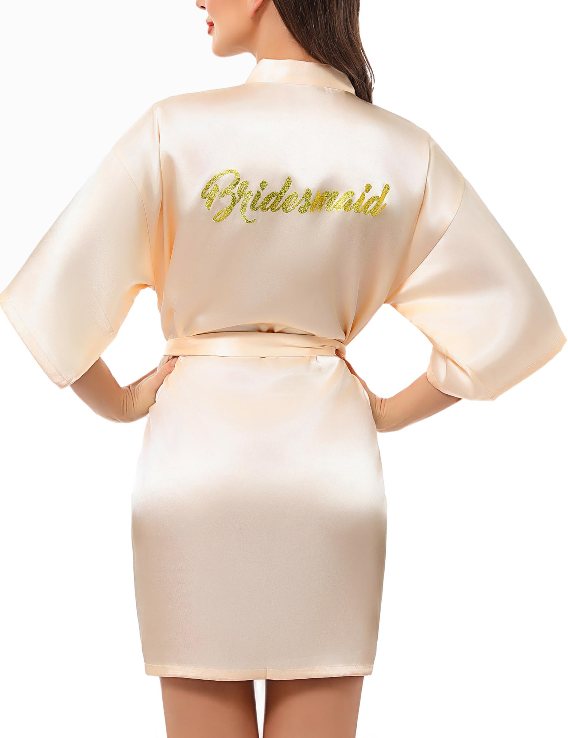 Irdcomps Kimono Bata para Satin Mujer Sexy Kimono dama de Honor Verano Corto Albornoces para Mujer de Batas