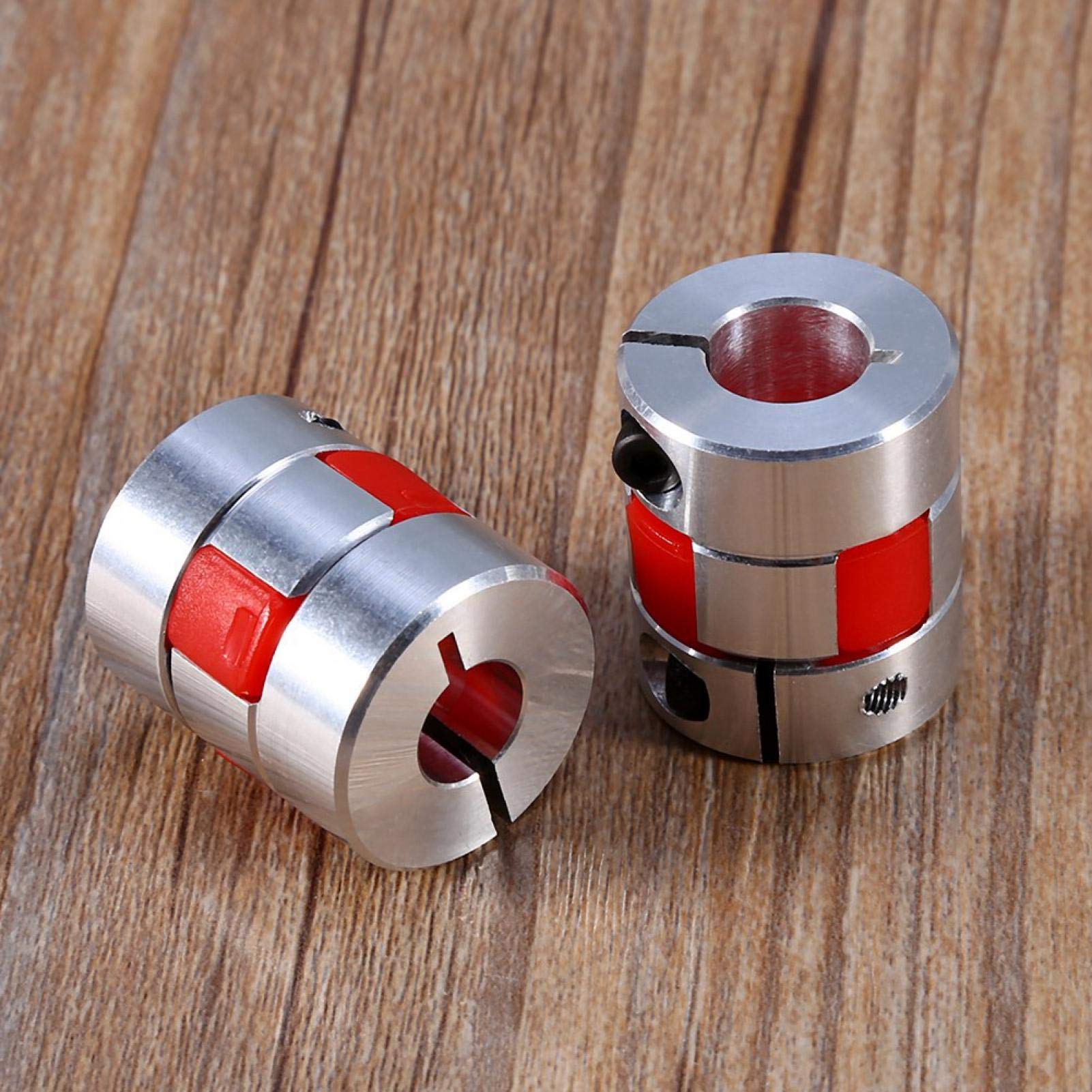 Accoppiamento Albero Motore, Morsetto Flessibile Prugna a Forma di Accoppiamento Elastico Accoppiatore 6.35 × 10mm, Albero di Accoppiamento in Alluminio Collegare per Motore Passo