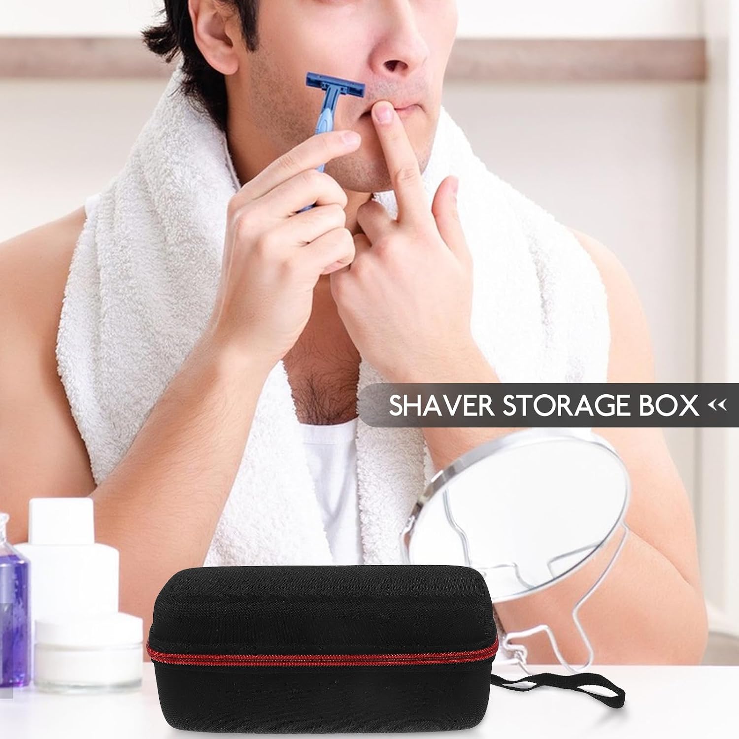 BESPORTBLE Portable Razor Protective Case with Eva and Oxford Cloth Material Lightweight Travel Razor Storage Box Prevents Collision and Organizes for Travel and Daily Use