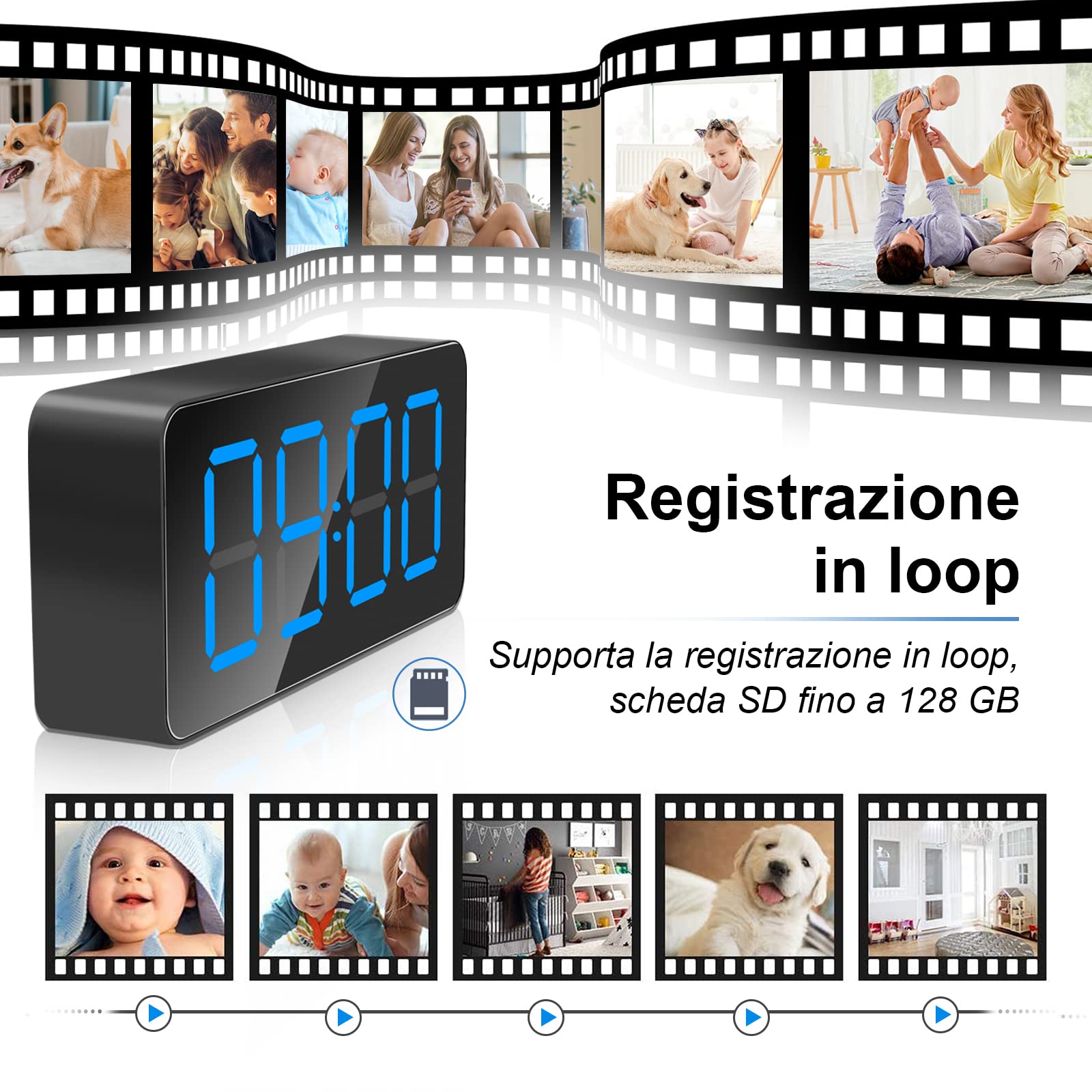 LXMIMI Telecamera Spia WiFi, 2.4G/5Ghz WiFi Telecamera Nascosta Orologio | HD 1080P Mini Telecamera Spia Wifi con Rilevamento del Movimento e Visione Notturna, Supporto Vista Remota
