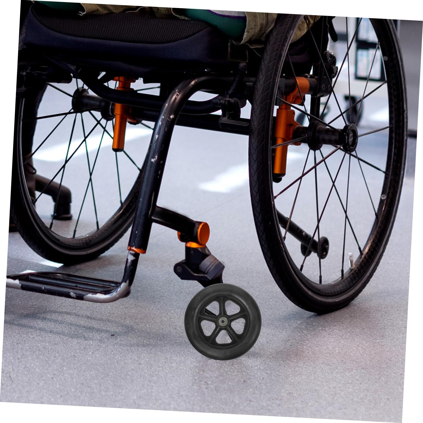 Ruedas Delanteras para Silla de Ruedas 2 Piezas, Goma E Hierro | Diseño Macizo de 8 Pulgadas, Color Negro, Incluye Eje, Montaje Sencillo y Rodaje Estable