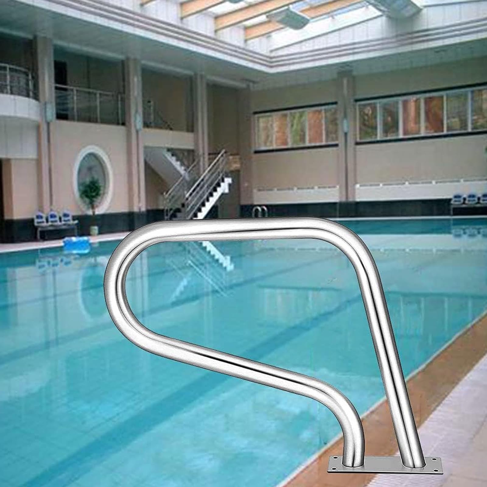 Pool Handrail 304 Stainless Steel Swimming Pool Handrails, Ladder Step Handrail for Swimming Pool, Sloped Entry, Spa, Water Park