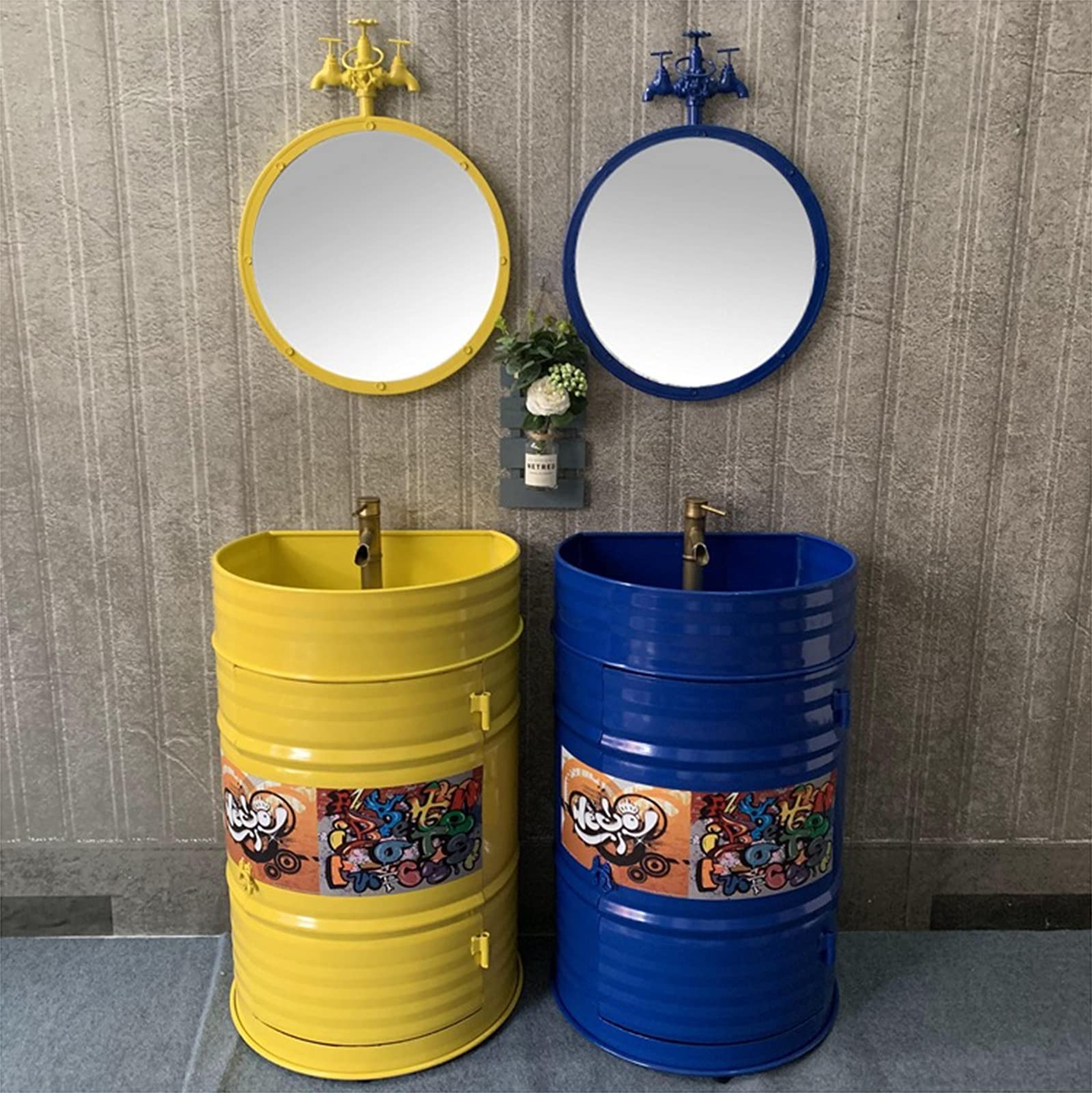 Mueble de tocador de estilo industrial con lavabo, armario de lavabo moderno con grifo y desagüe, gabinete de almacenamiento de baño independiente debajo del fregadero 22,8 x 17,7 x 35,4 pulgadas, b