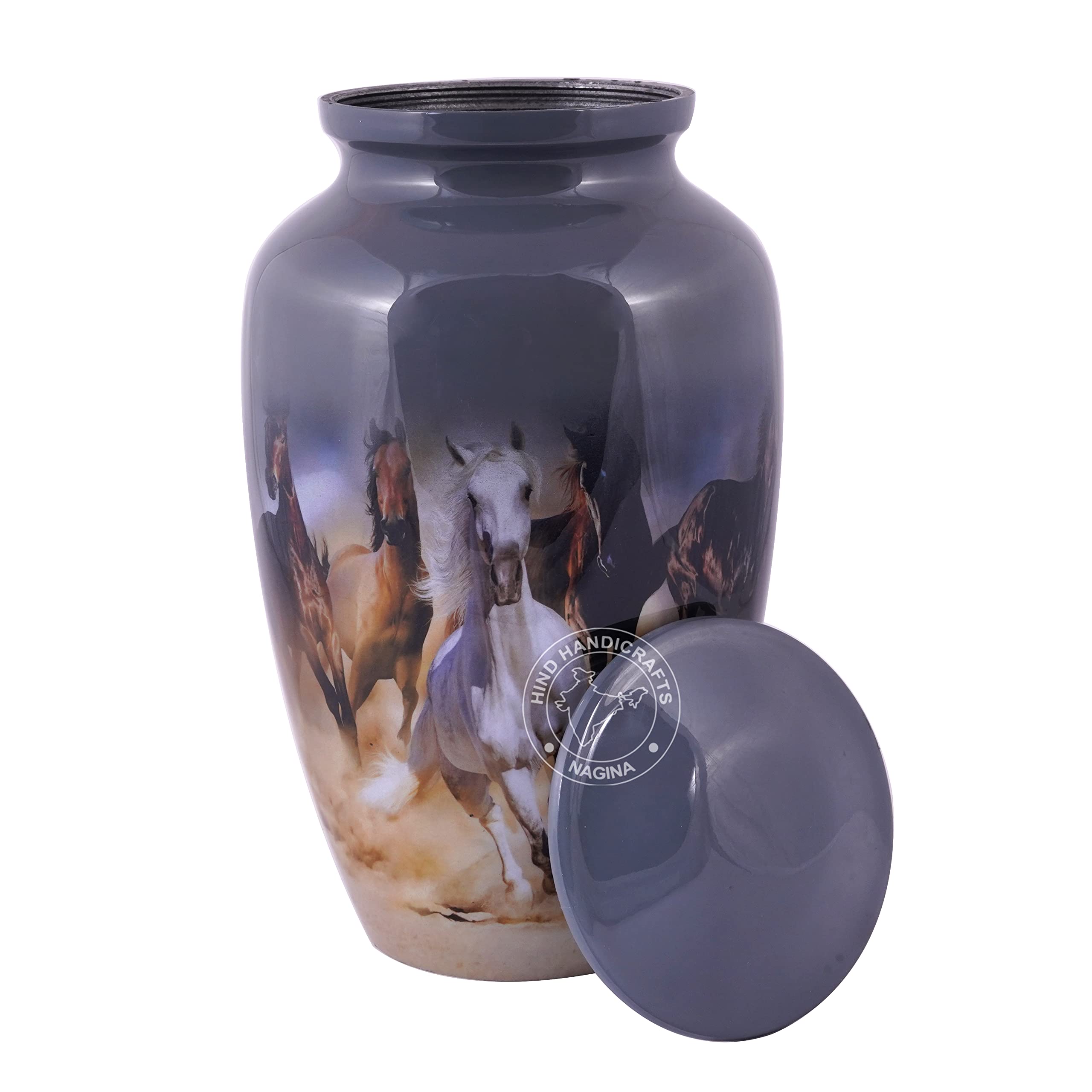 Hind Handicrafts Aluminium Crematie Urn voor Menselijke As - Volwassen Begrafenis Urn Handgemaakt - Betaalbare Memorial Urn voor As - Tas Inbegrepen (Gouden Boom, 200 Kubieke Inches