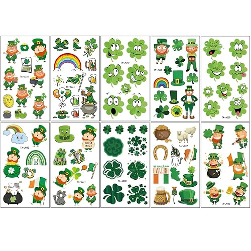 Miniatura 2 de Calcomanías de tatuaje falsas del día de San Patricio trébol bandera irlandesa moneda dorada impermeable para decoración del día de San Patricio