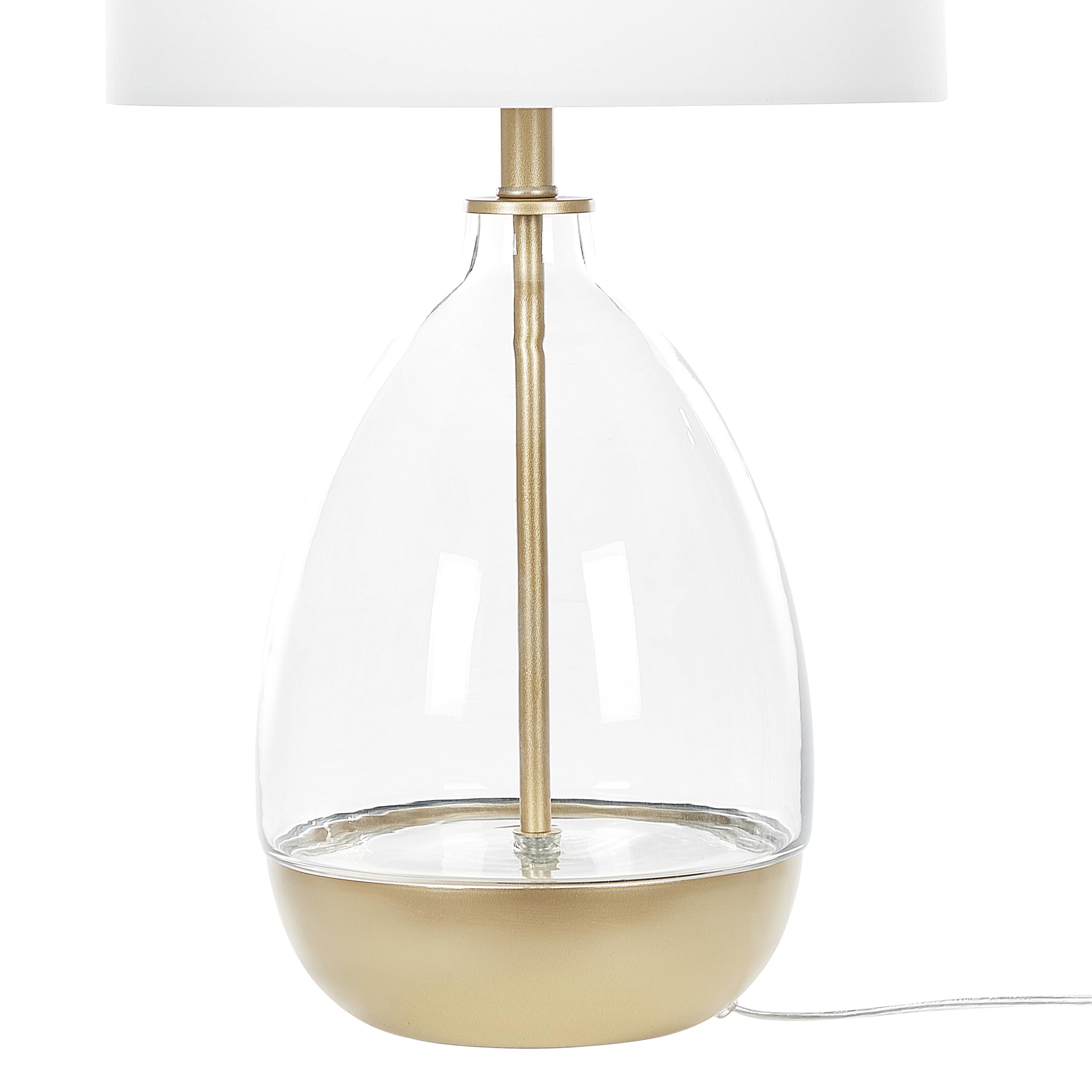 Beliani Moderne Tischlampe Vase-Optik Glassockel Stoff-Lampenschirm weiß/gold 63 cm Okari