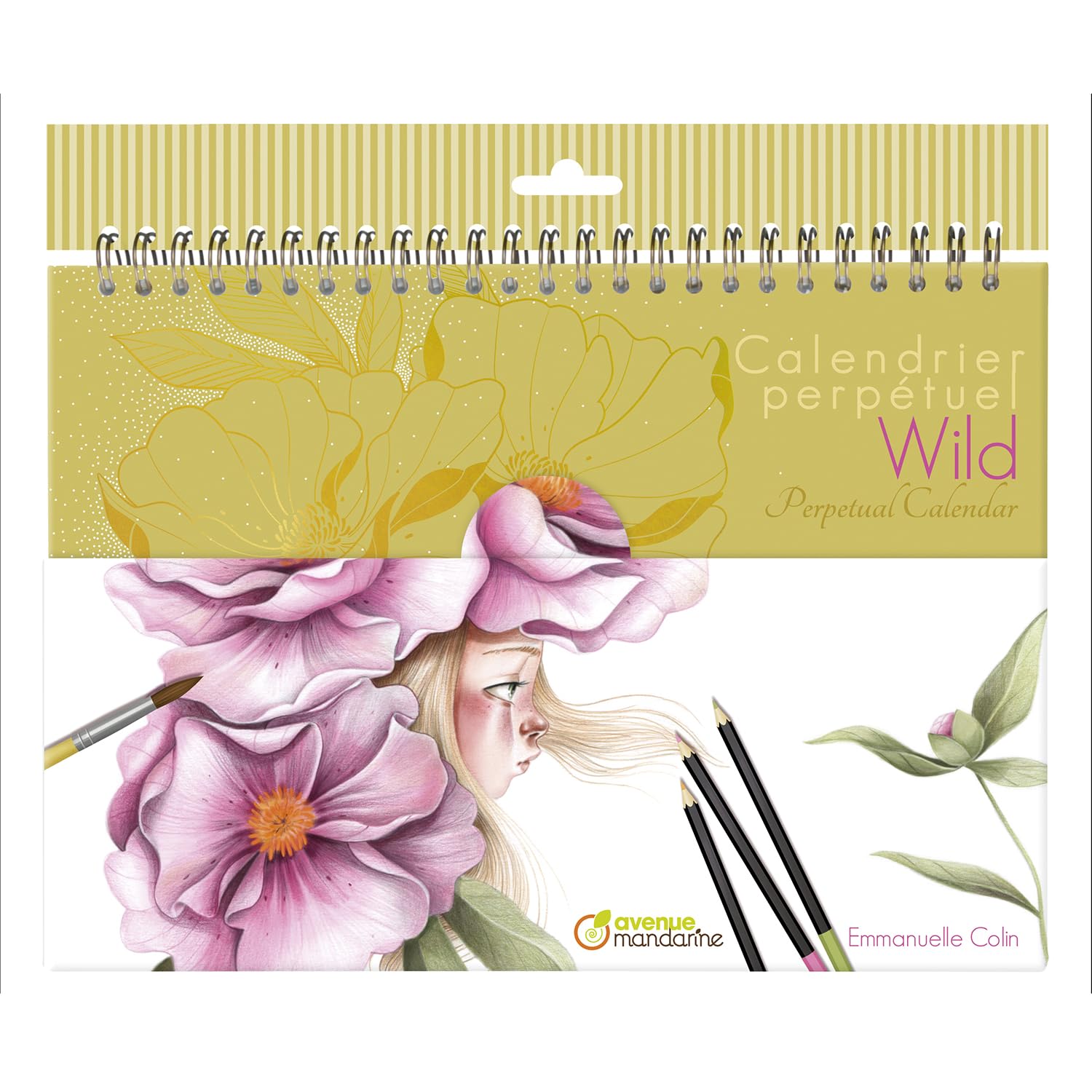 Avenue Mandarine GY157C - Colouring book - Dimensions: 20x25,5cm - 24 Illustrations - Colouring Adults - PERPETUAL CALENDAR WILD - Children's Creative Leisure