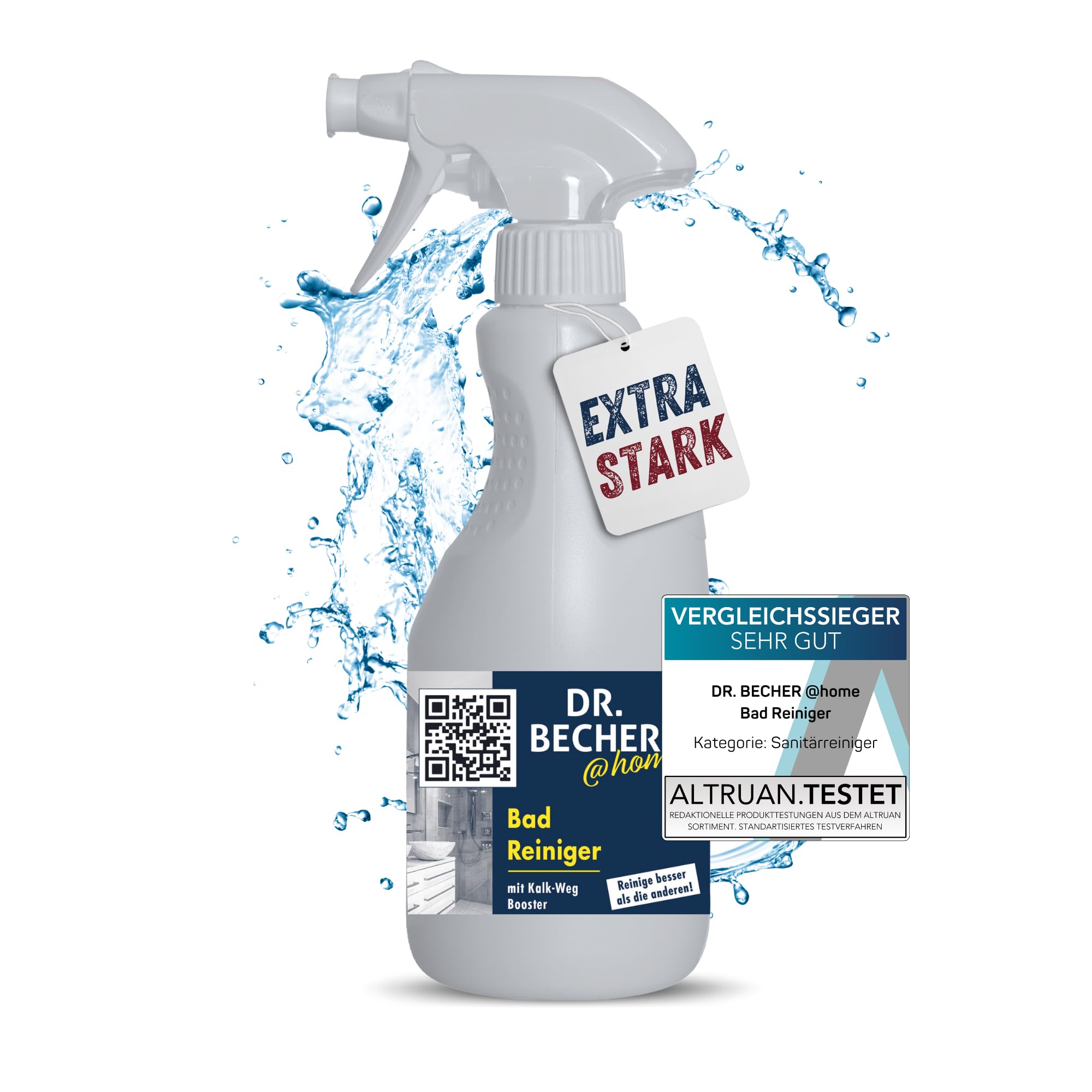 DR.BECHER @home Bad Reiniger - Entfernt Kalk- und Wasserflecken, Seifen- und Schmutzreste mit Abperl-Effekt - Perfekt für Armaturen, Wannen,