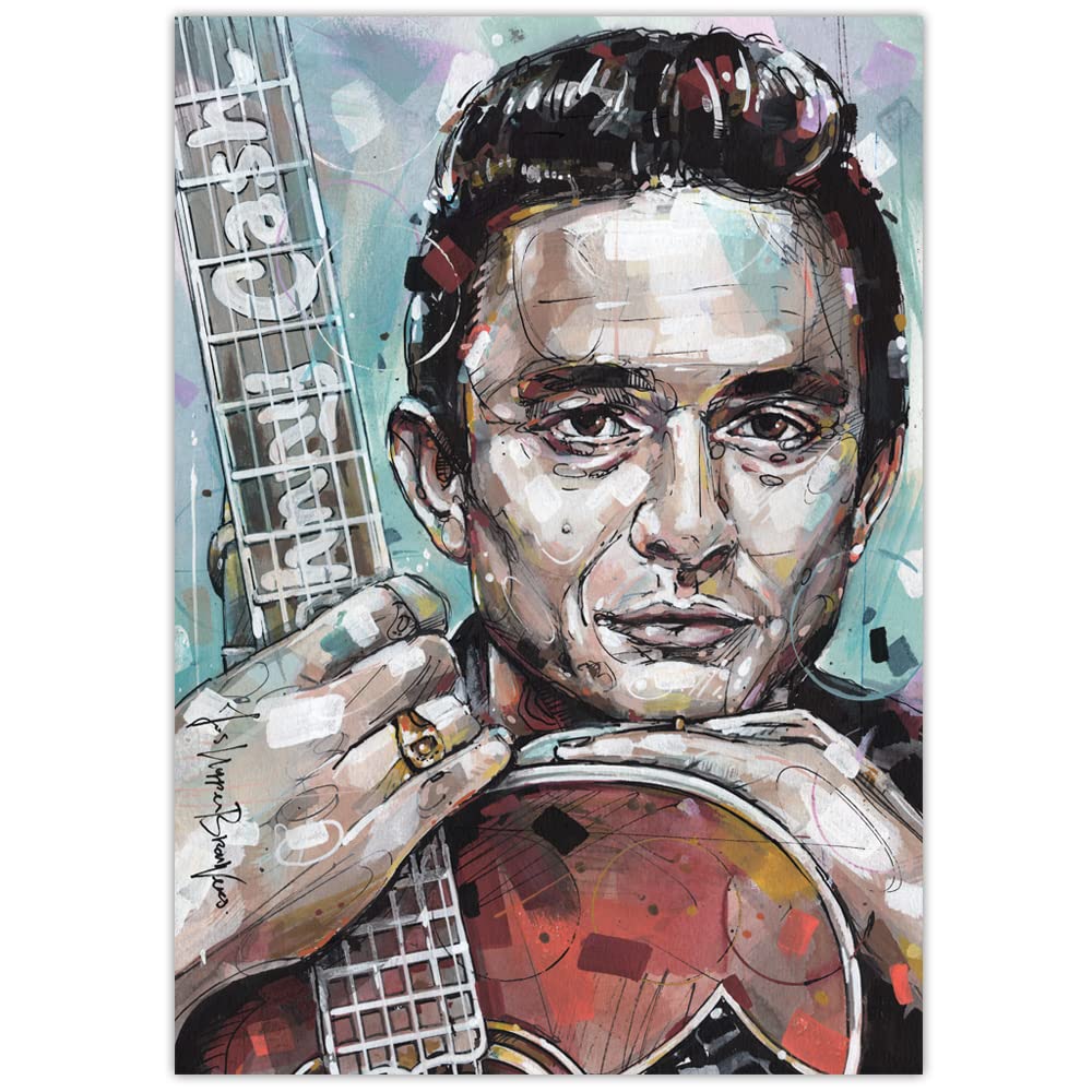 Johnny Cash 03 Poster 29,7 x 42 cm (A3) - Cornice e firmata