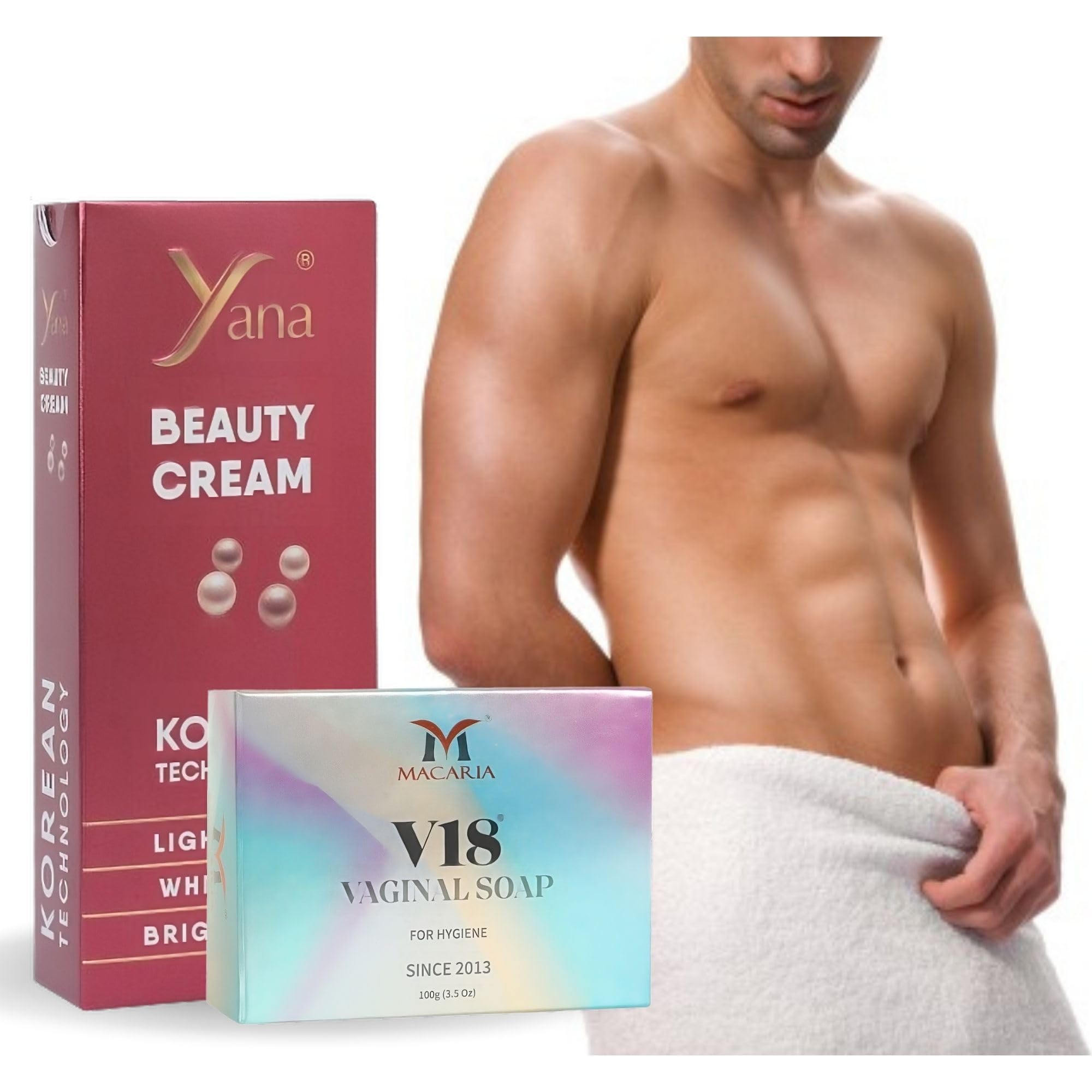 Yana Penis Cock Dick Whitening Brightening Lightening Cream With V18 Hygiene Wash Whitening Soap