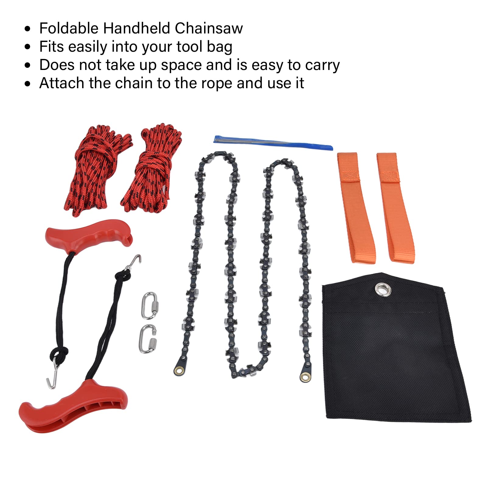 Topyond Tronçonneuse De Poche Pliable Portable – Scie à Chaîne à Corde Manuelle De 133 Cm – Outil De Coupe des Branches D'arbre – Lames De Dents des Deux Côtés, Scie à Arbre à Membres Hauts Pour les A
