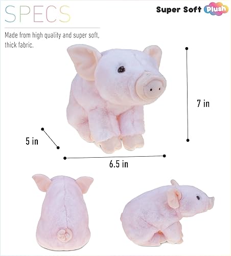 Miniatura 3 de DolliBu - Cerdo de peluche – Cerdo en cuclillas abrazable de felpa suave, adorable juguete de peluche de cerdo rosa, lindo regalo de vida agrícola