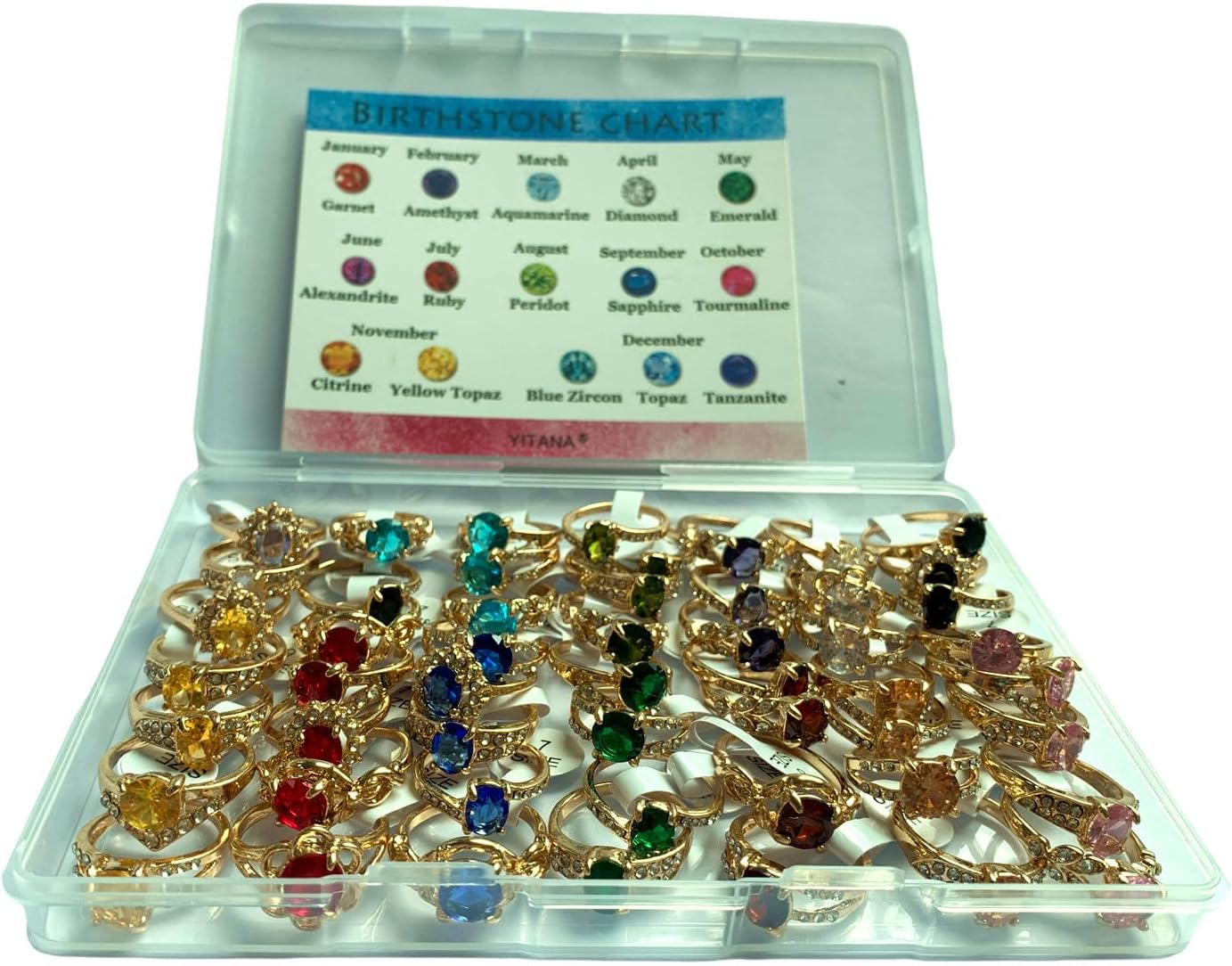 Colorful Fashion Rings Wholesale with Multiple Color Gemstones Gold plate Rhinstone Ring Band Women Stacking Rings