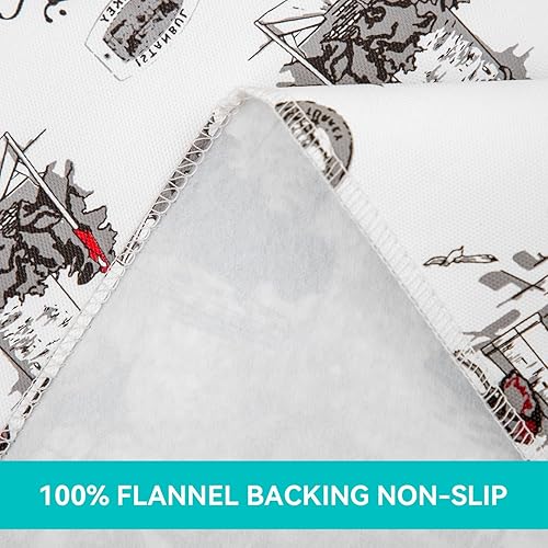 Vista 65 de Mantel rectangular de vinilo de 52 x 70 pulgadas con reverso de franela, mantel para el día de San Valentín, mantel de hule 100% impermeable Azul