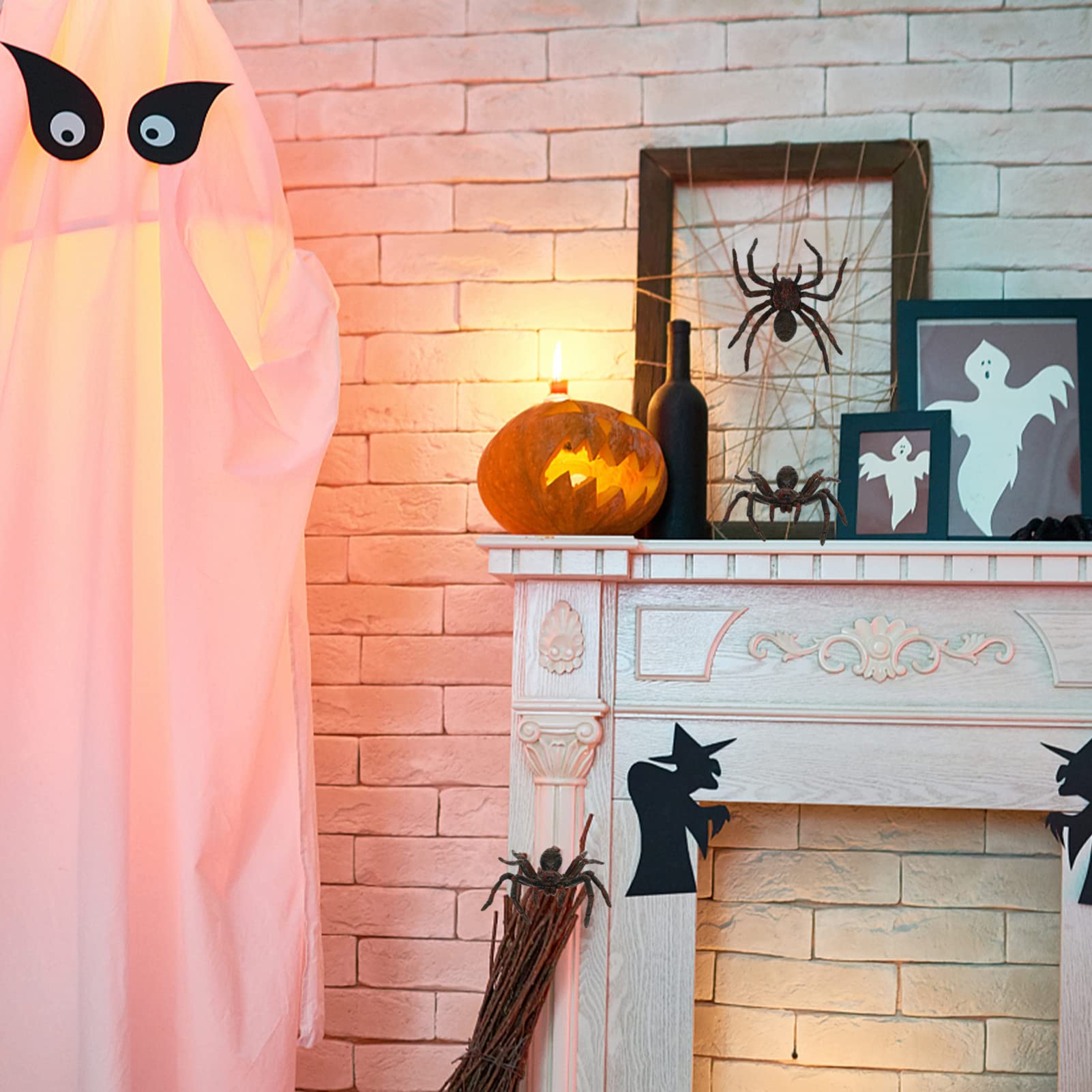 Happyyami 4 Ensembles Araignée De Simulation Décorations D'araignées d'halloween Grands Jouets D'araignées d'halloween Pièges D'araignée Bugs Toiles D'araignées PVC Rouge 3 Pièces * 4