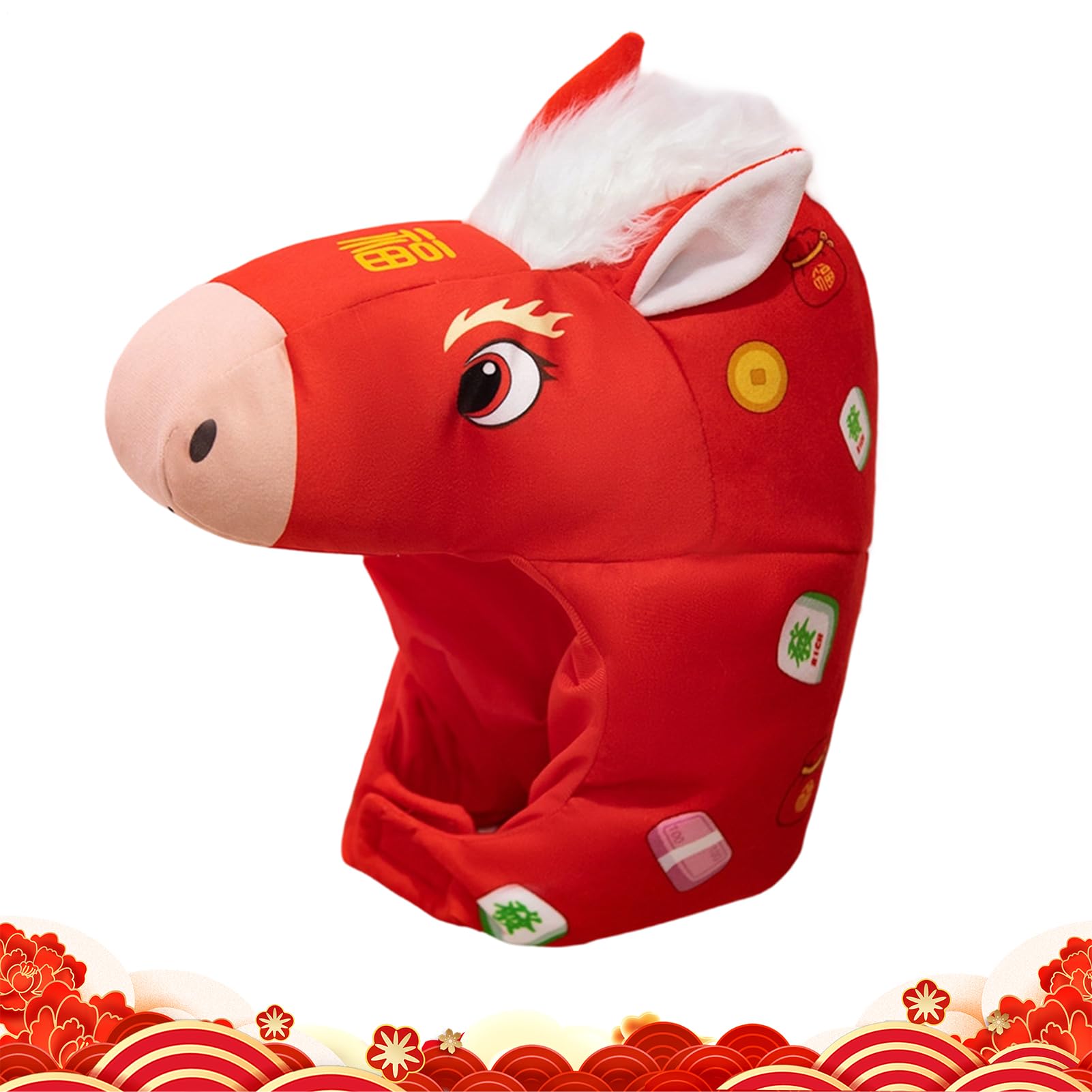 Horse Head Hat - 2026 Party Headwear - Chinese New Year Photography Prop,for Carnival Festival Holiday Birthday Celebration