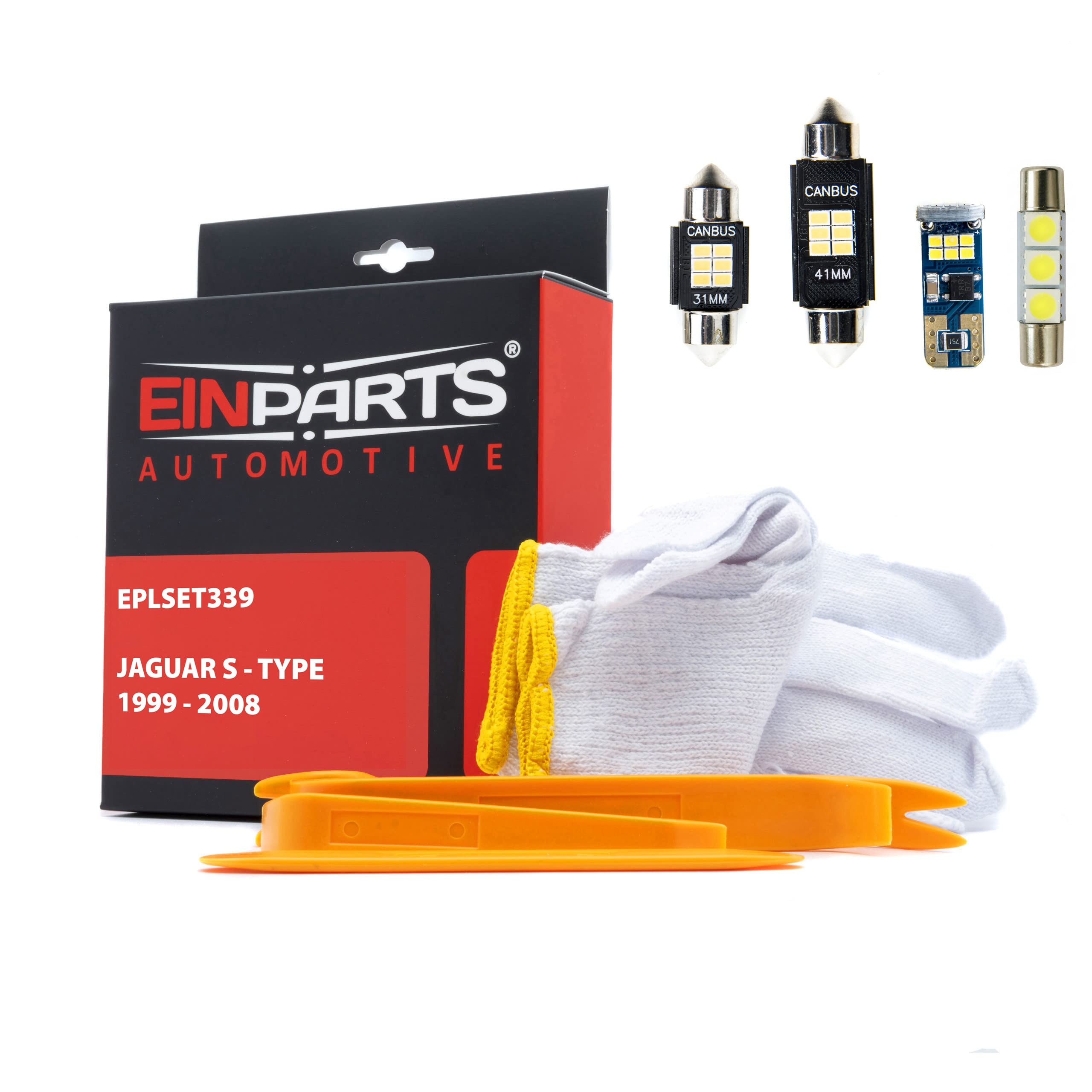 EinParts Juego de Bombillas LED para Coche, Sin errores Can-Bus, para interior de coche especifico para Jaguar S-Type 1999-2008, 18 piezas