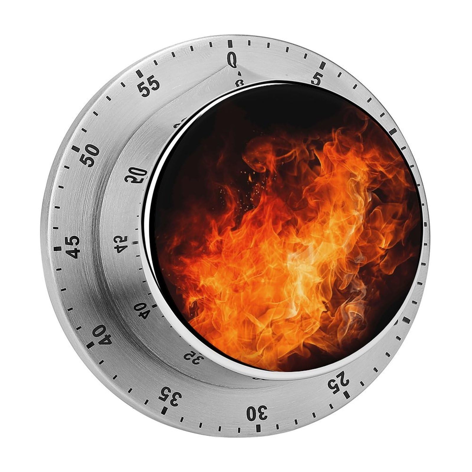 Roaring Flame Timers Adsorbable Stainless Steel Kitchen Timer Loud 60 Minute Visual Timer Portable Manual Countdown Timers Alarm Clock Time Management Tool for Home Work