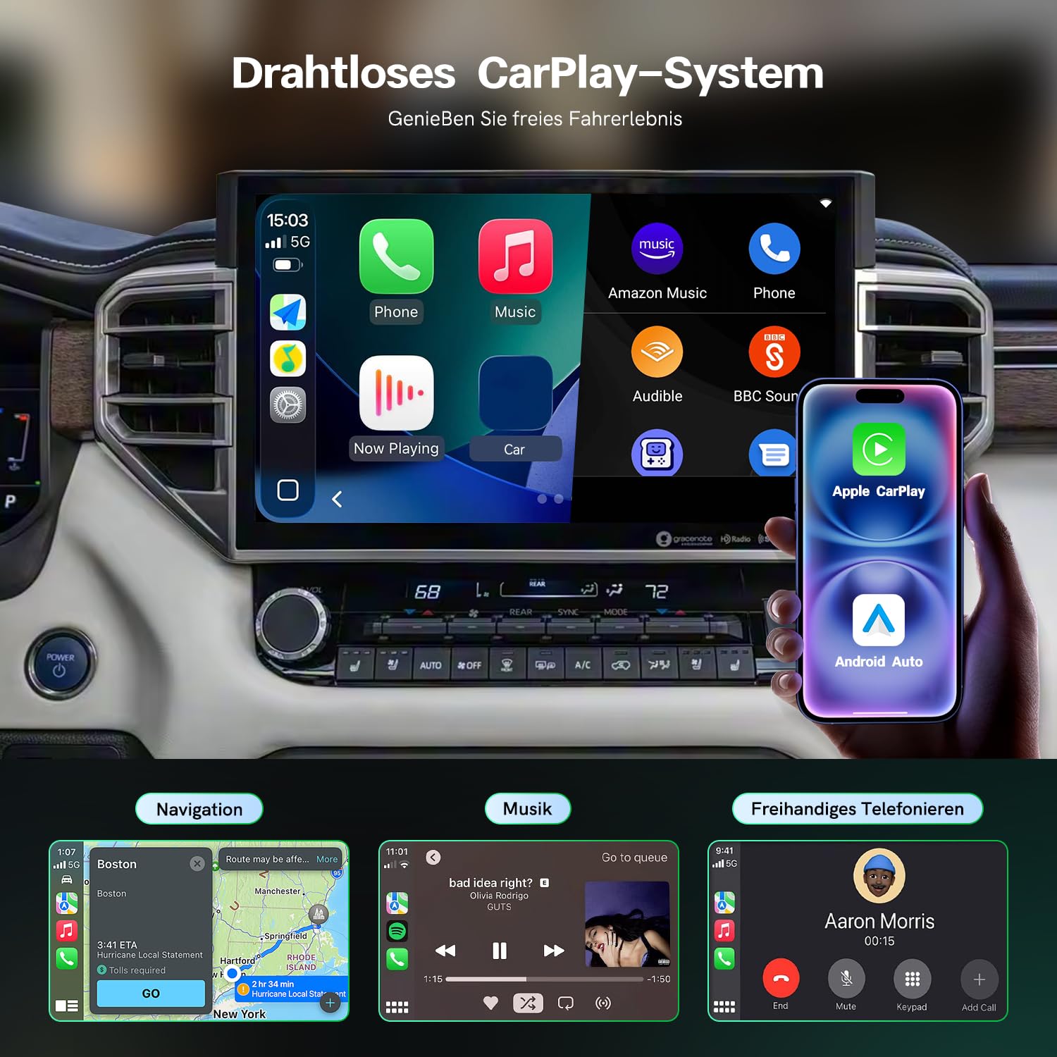Carplay Wireless Adapter & Android Auto Wireless Adapter, USB-A/USB-C, kompatibel mit iOS & Android 2 in 1, Automatische Verbindung und stabil