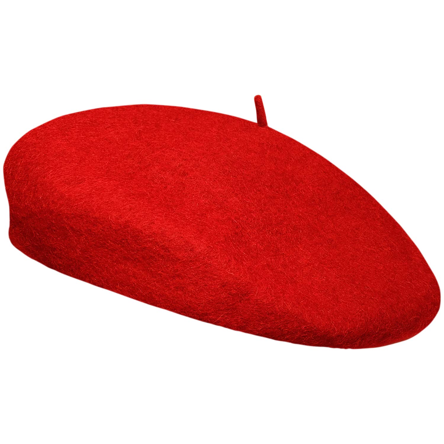 Toskatok Women's Red Classic Plain French Style Beret Fashion Stylish Cap Hat Wool Chic Parisian Modern Artist Painter Hat