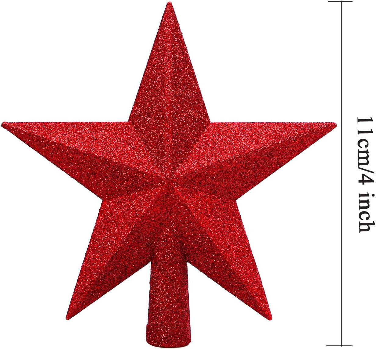 Aneco Glitter Mini Christmas Tree Topper Shatter-Proof Small Christmas Tree Decoration Treetop for Holiday Ornament or Home Decor, (Red, 4 inch)