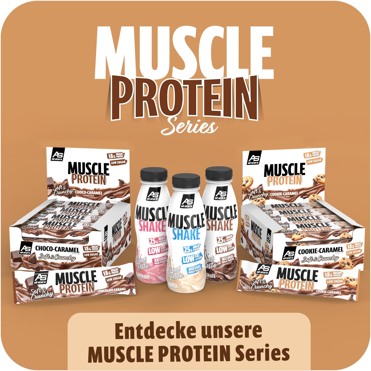 ALL STARS Muscle Protein Bar 12 x 65g Chocolate Caramel
