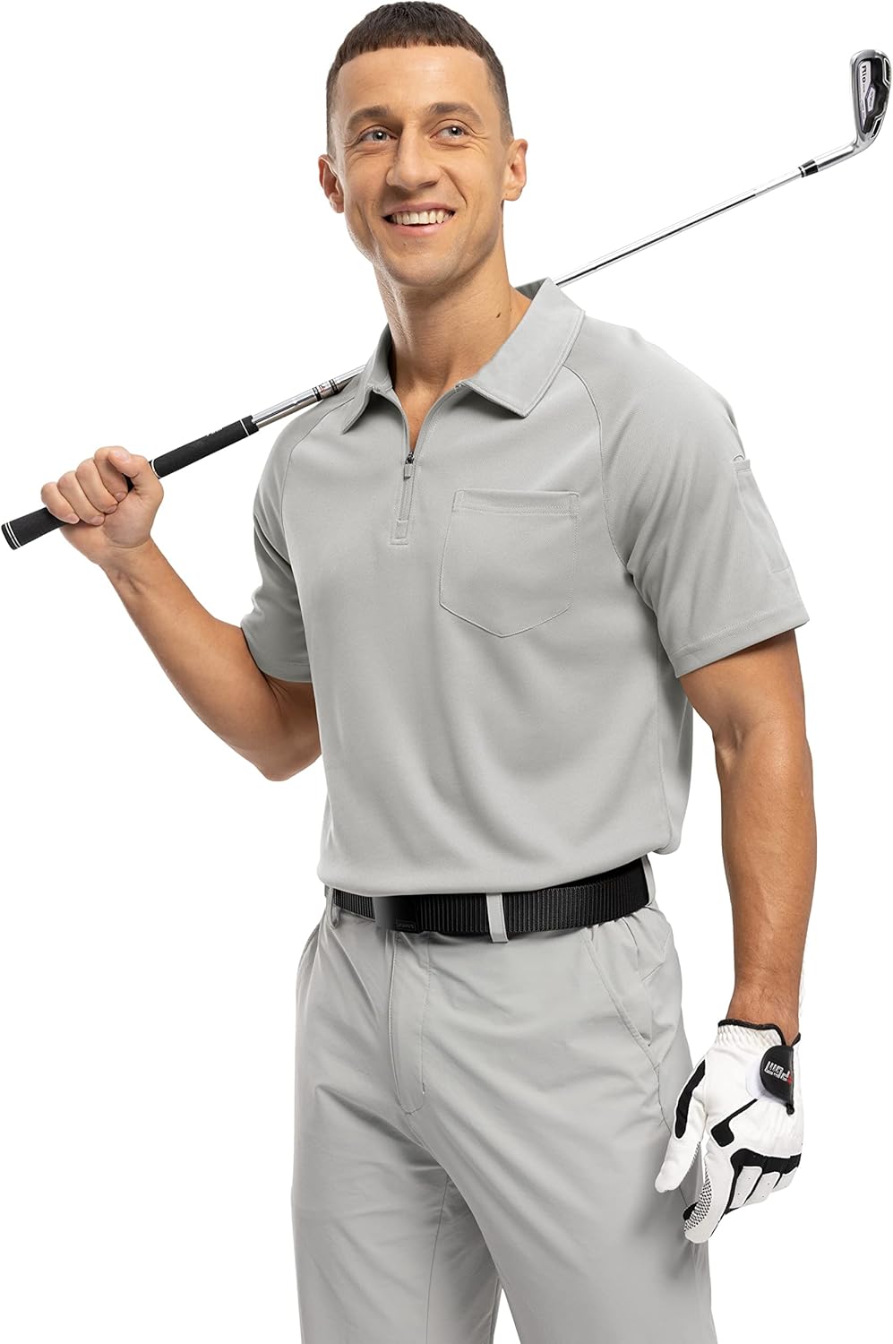 Rdruko Men's 1/4 Zip Polo Shirts with Pocket Summer Short Sleeve Breathable Quick Dry Golf Tennis Tops Casual Smart Work T Shirts 8