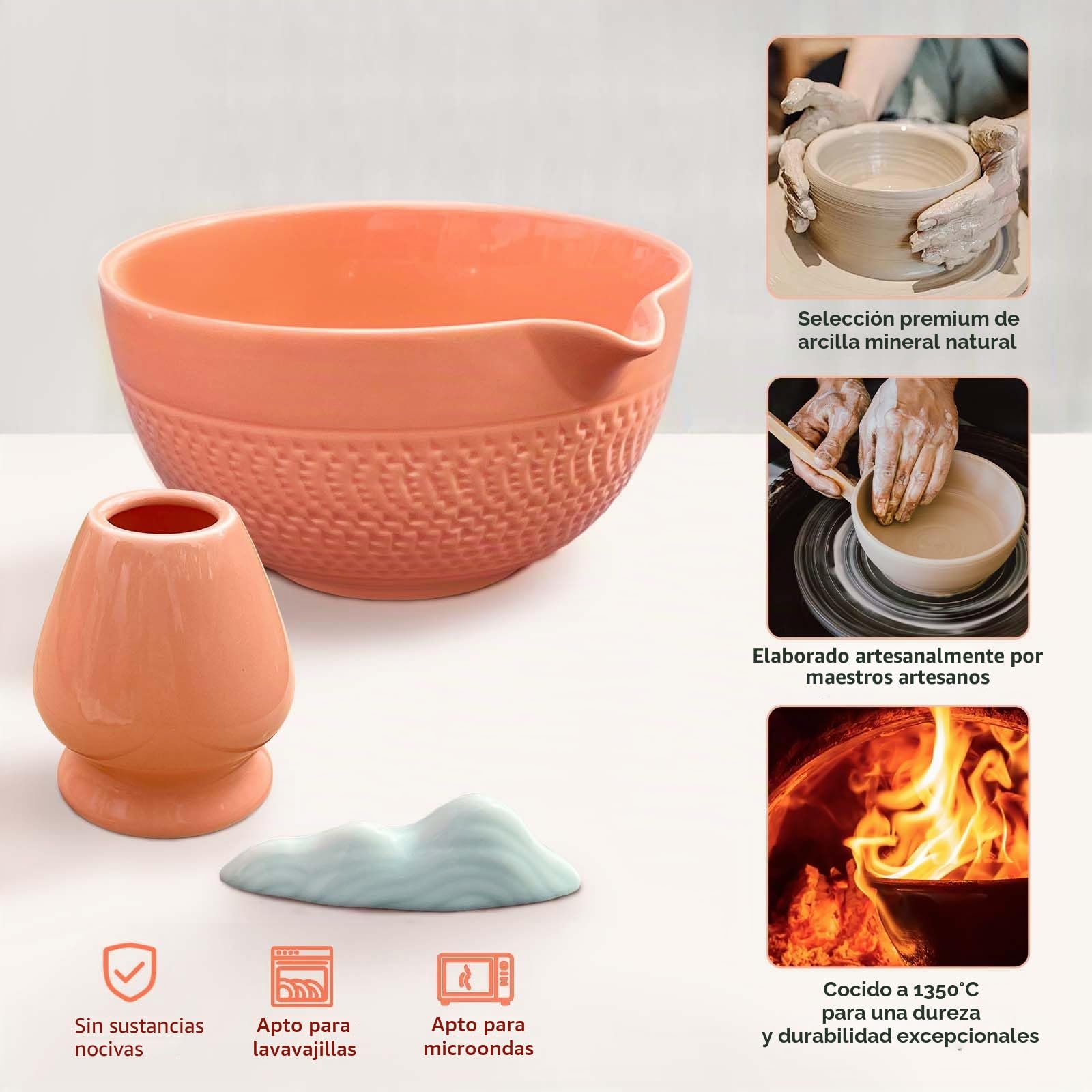 SNAIL GARDEN Kit de Té Matcha Premium, 8 Piezas - Incluye Estuche PU, Batidor de Bambú y Cuenco Cerámico con Boquilla – Set Ceremonia Completo, Regalo Original