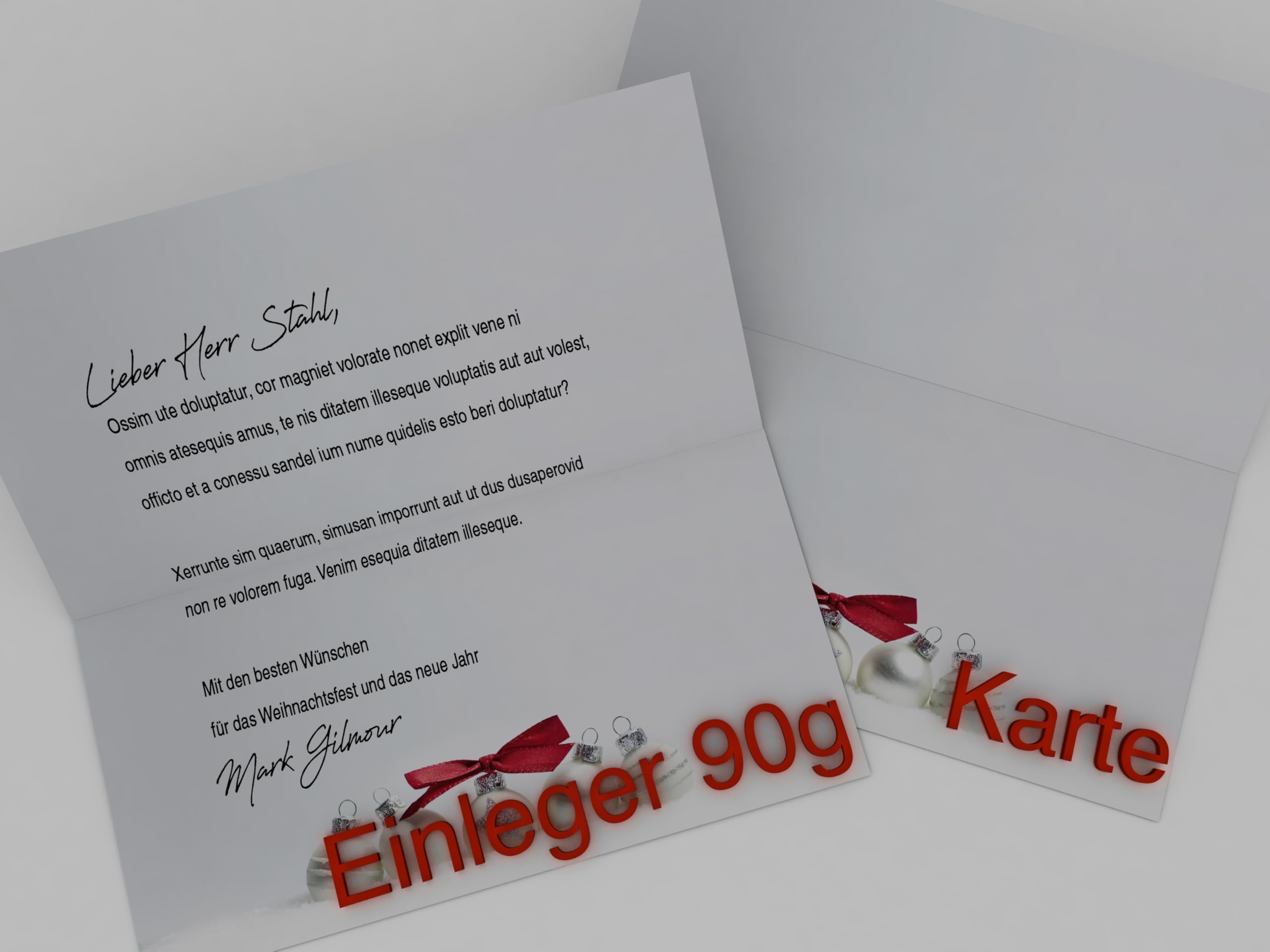 Weihnachtskarten mit Umschlag | Pure Silver | 50 Klappkarten DIN LANG mit bedruckbrem Einleger + 50 Kuverts OHNE FENSTER | Weihnachtskarten-Set