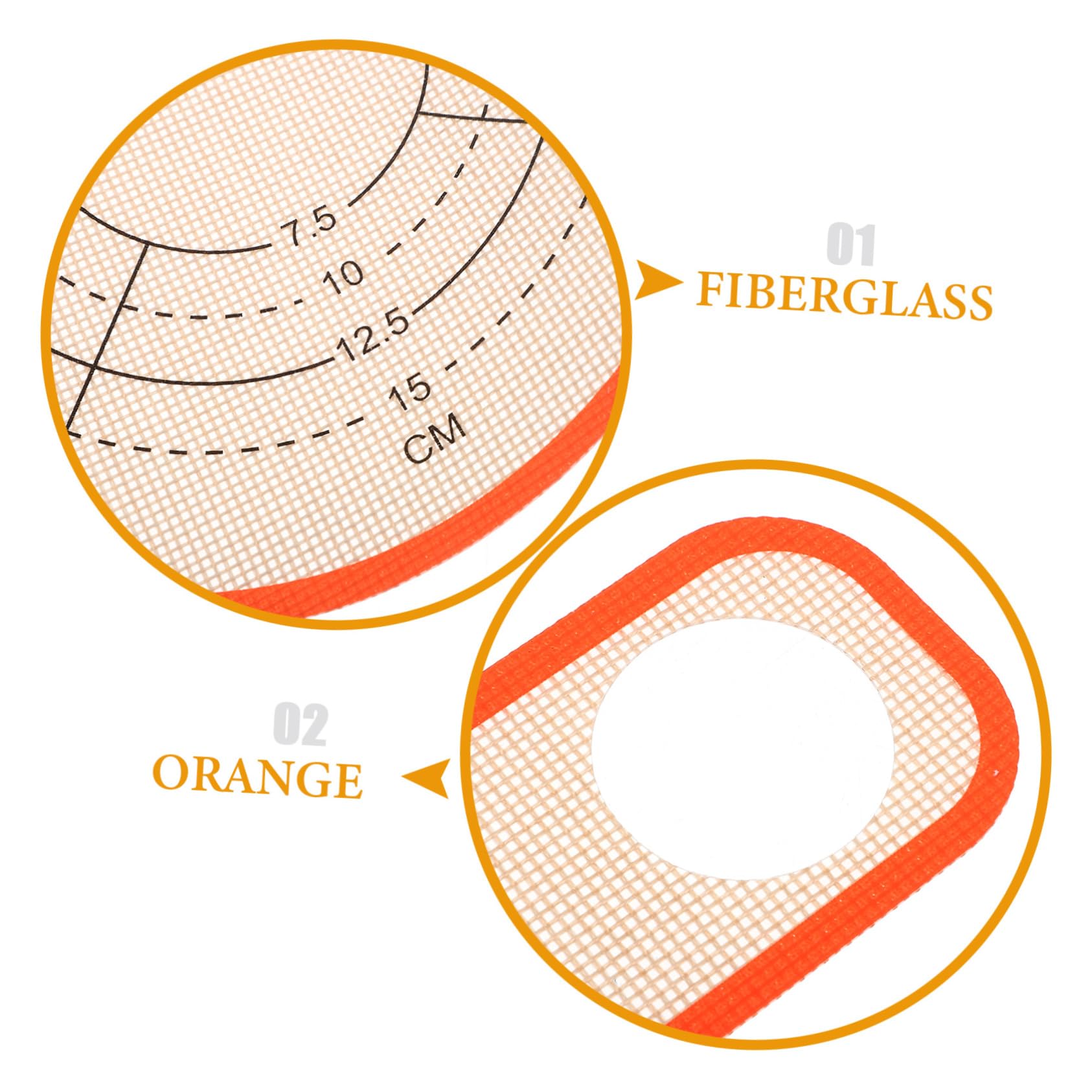 COLLBATH Tapis de Cuisson pour Pâte avec Longue Poignée Orange Graduée, Élingue à Pain Réutilisable en Silicone Antiadhésif, Accessoire Pâtisserie pour Four et Transfert de Pâte, Résistant