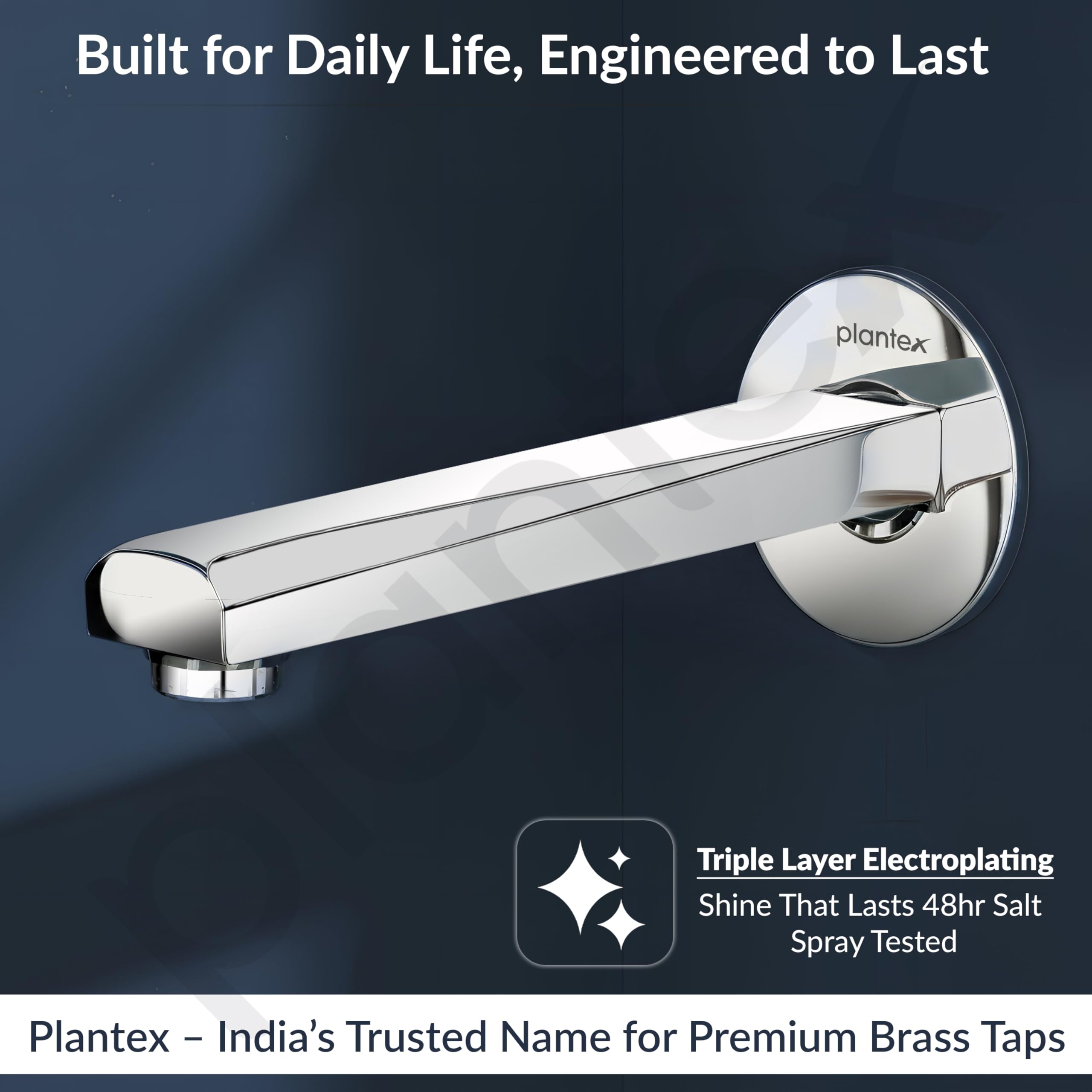 Plantex Bath Tub Spout with Wall Flange/Single Lever Spout/High Flow Tap for Bathroom/Kitchen - Pack of 1 (Chrome)