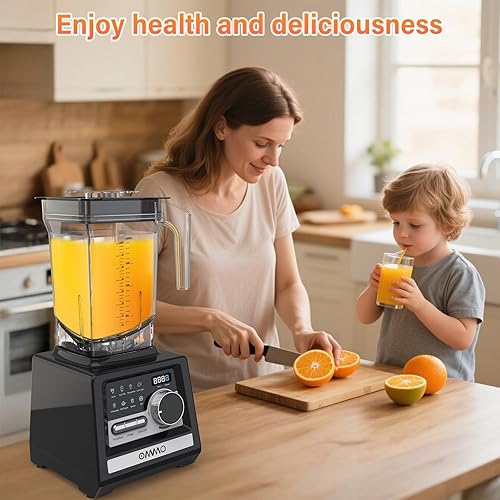 Miniatura 9 de OMMO Licuadora Peak1800W para batidos, licuadoras de batidos sin BPA de 68 onzas para cocina con control de 9 velocidades y temporizador integrado,