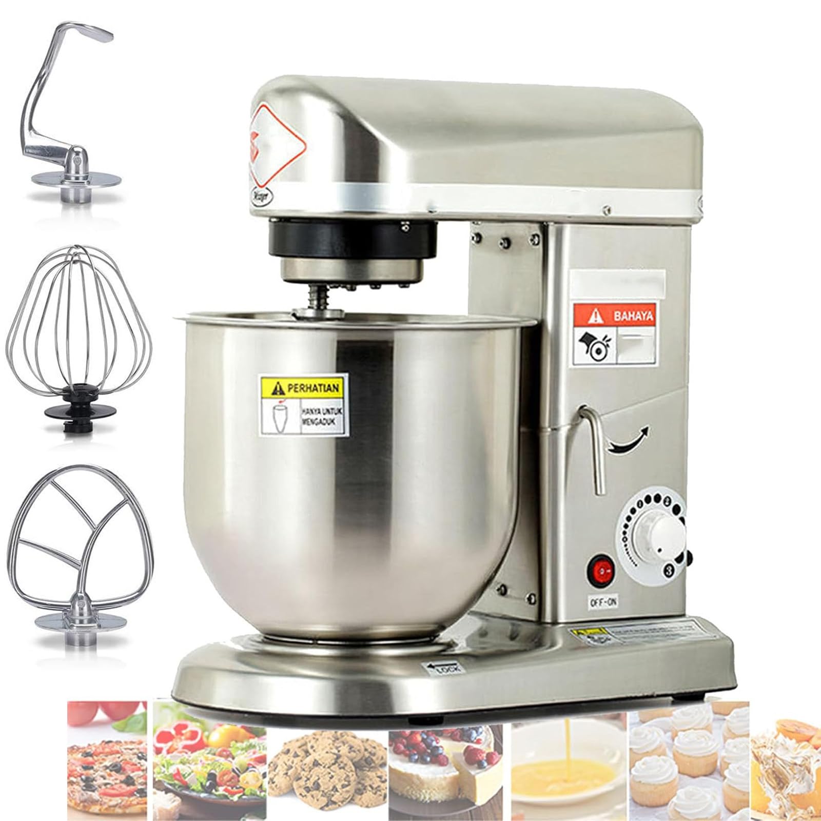 Kommerzieller Standmixer,3 Einstellbare Stufen Silver-5L