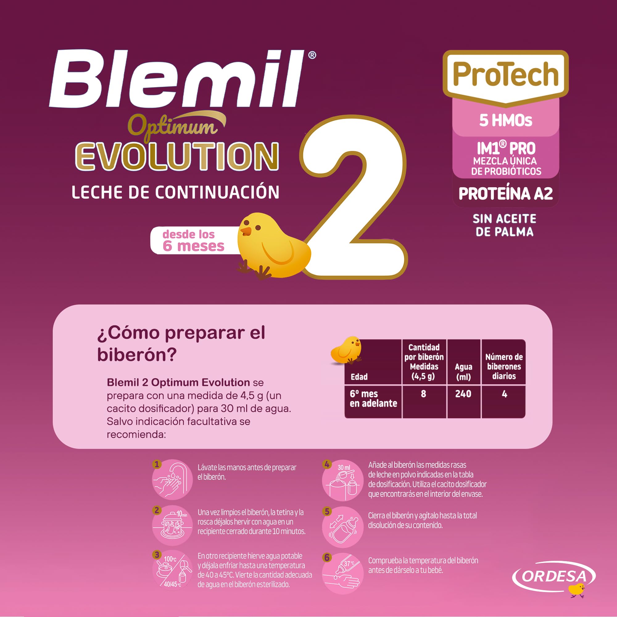 Blemil 2 Optimum Evolution | 800g | Leche de Continuación en polvo para Bebé Desde los 6 Meses