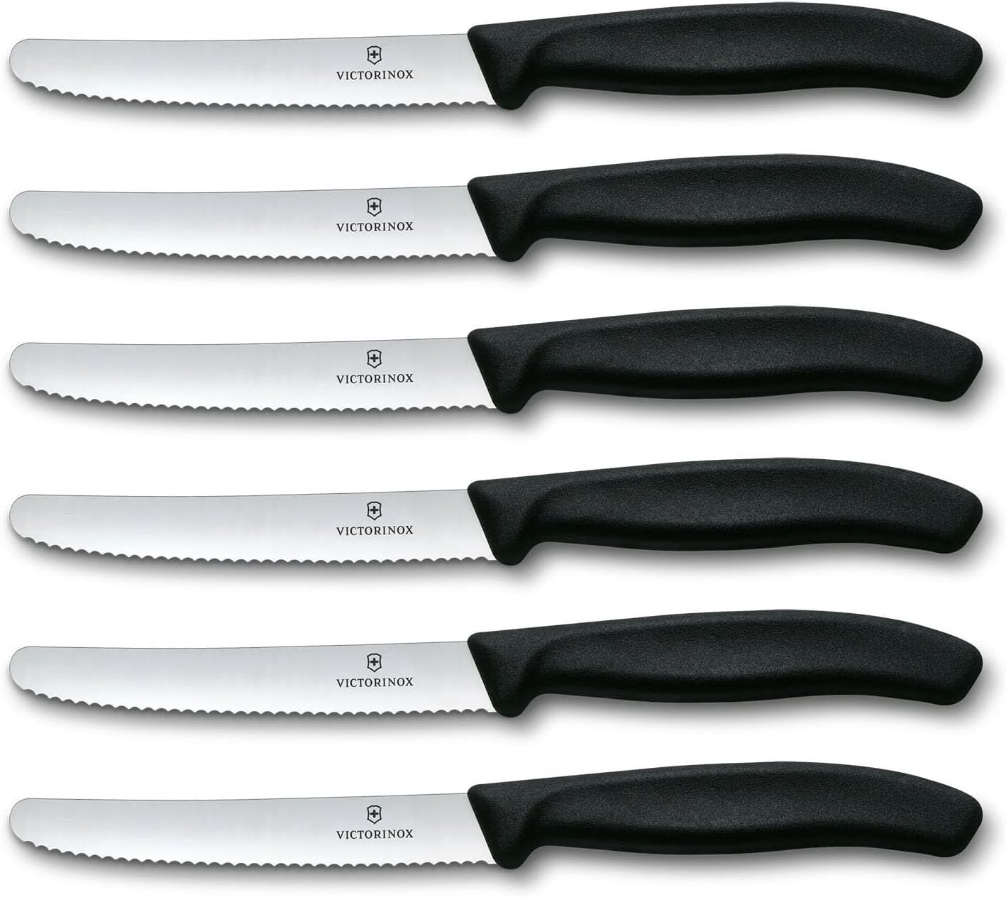 Swiss Classic 6-Piece Steak Knife Set, 4-1/2-Inch Serrated Blades with Round Tip, 4-Inch