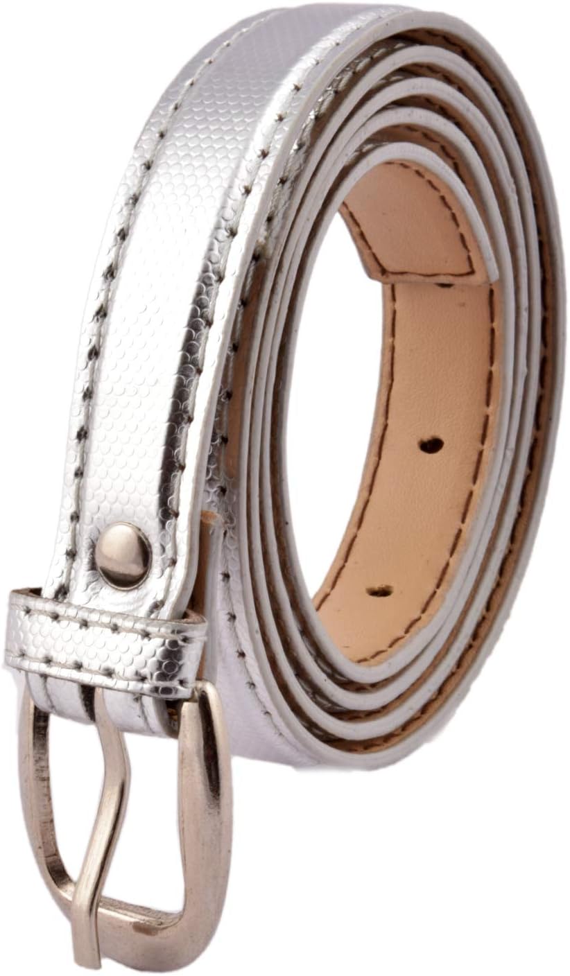 GlamioWomen's Silver PU Leather Belt (G/WOMEN_BELTS2/SILVER)