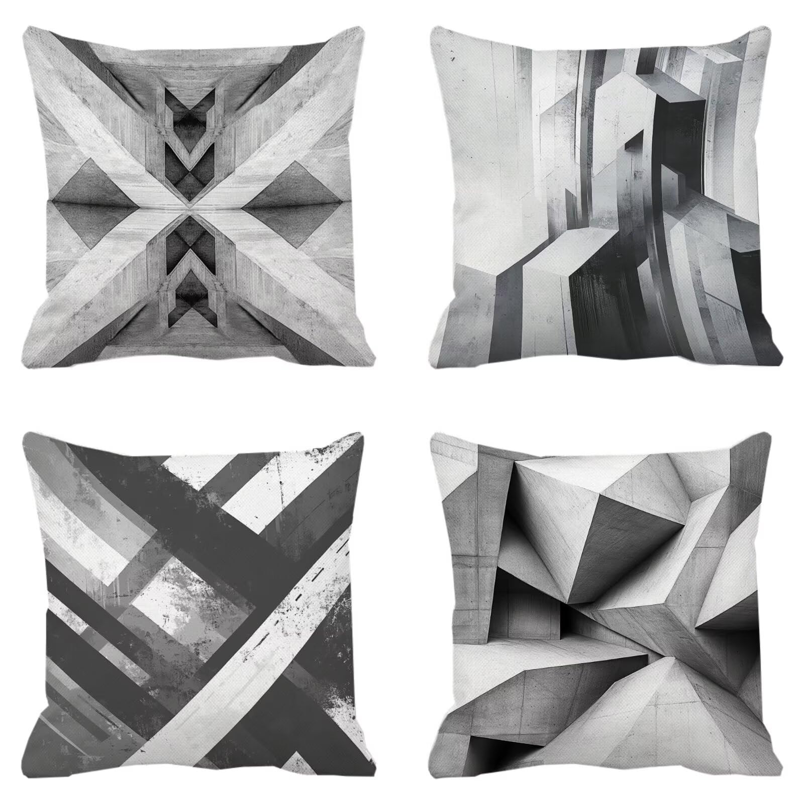 Federe Cuscini Divano 45x45cm, Federa Cuscino Grigio Geometria Quadrati Copricuscini Super Morbido Copri Cuscini Per Divano, Cuscino Decorativo da Esterno Giardini, Per Soggiorno Camera Divani P-316