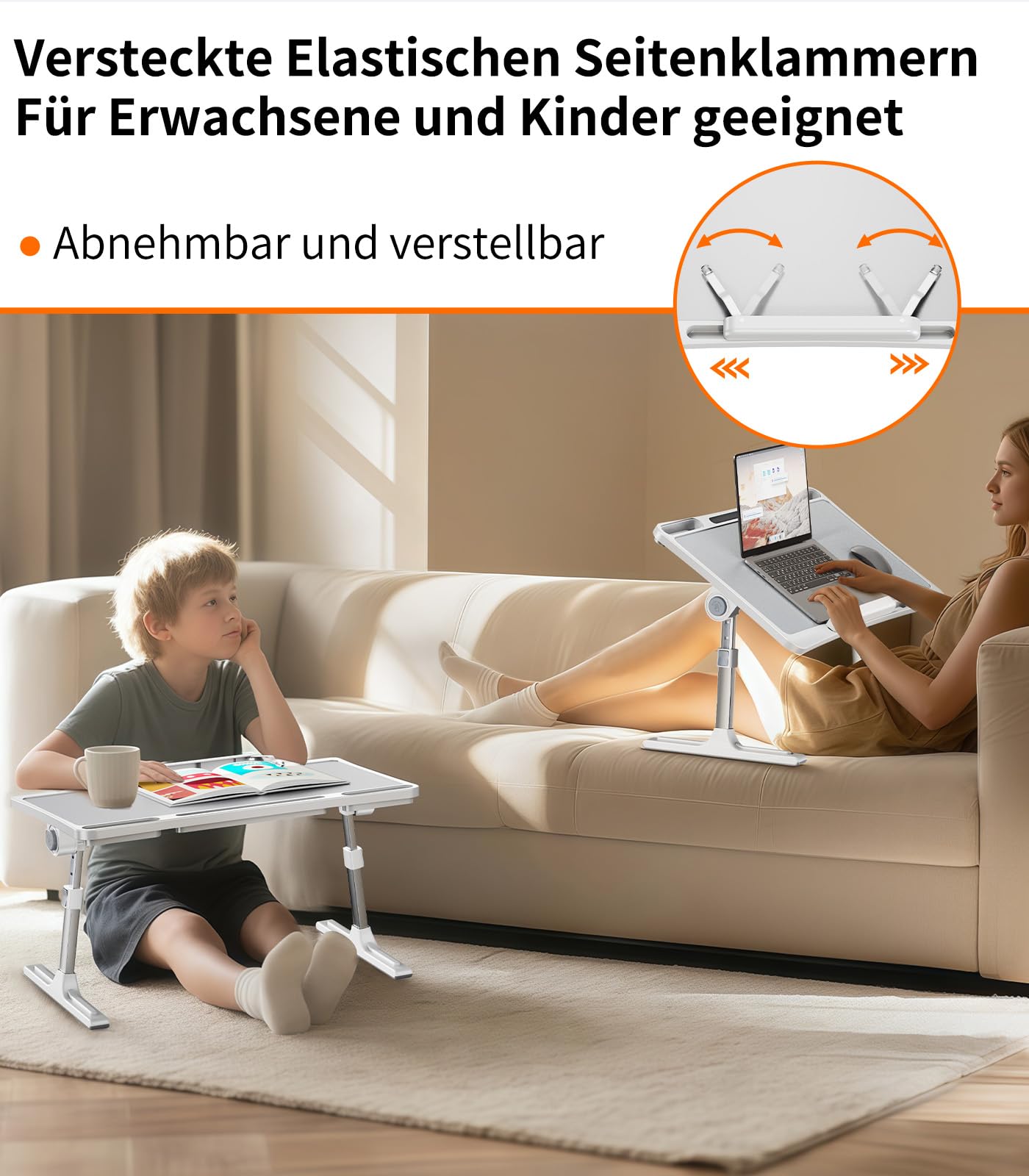 Table de lit pour ordinateur portable - Pliable - Hauteur réglable - Compatible avec les ordinateurs portables de 17" - Pour canapé, tablette, petit-déjeuner, lit