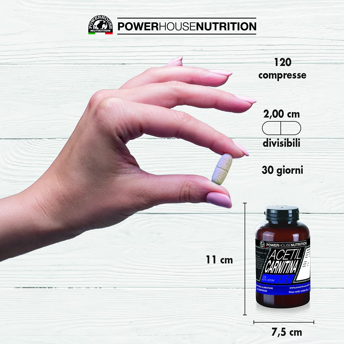 ACETIL CARNITINA 1500mg - Alto Dosaggio - 2 Mesi Fornitura - Powerhouse Nutrition, Acetil L-Carnitina e Cisteina - Favorisce Aumento Massa, Attenua Stress Fisico, 60 compresse