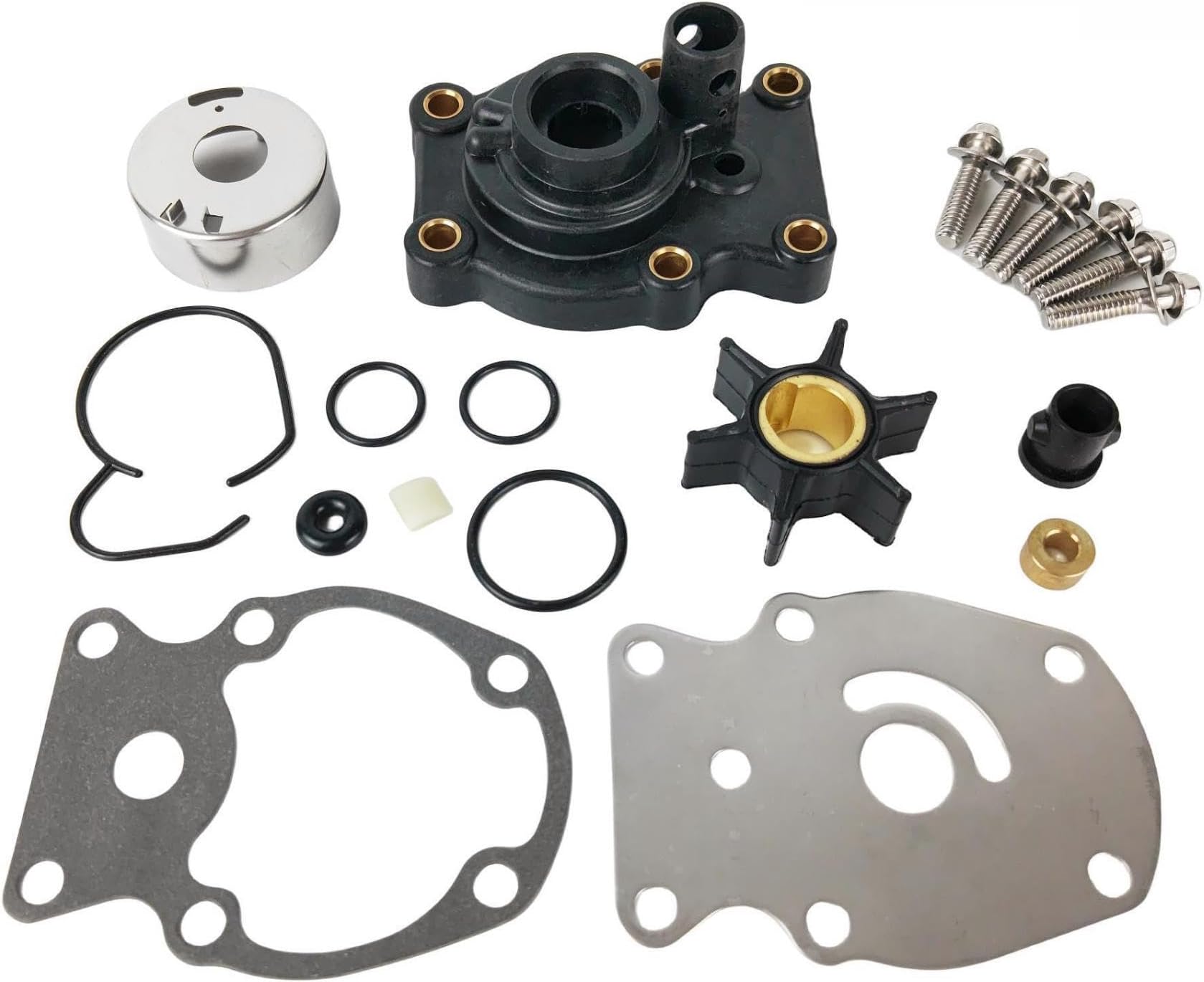 Water Pump Impeller Repair Kit 393630 for Johnson Evinrude OMC Outboard 20 25 30 35 HP Replace Sierra Marine 18-3382 0393509 0393630 (Pump Kit)