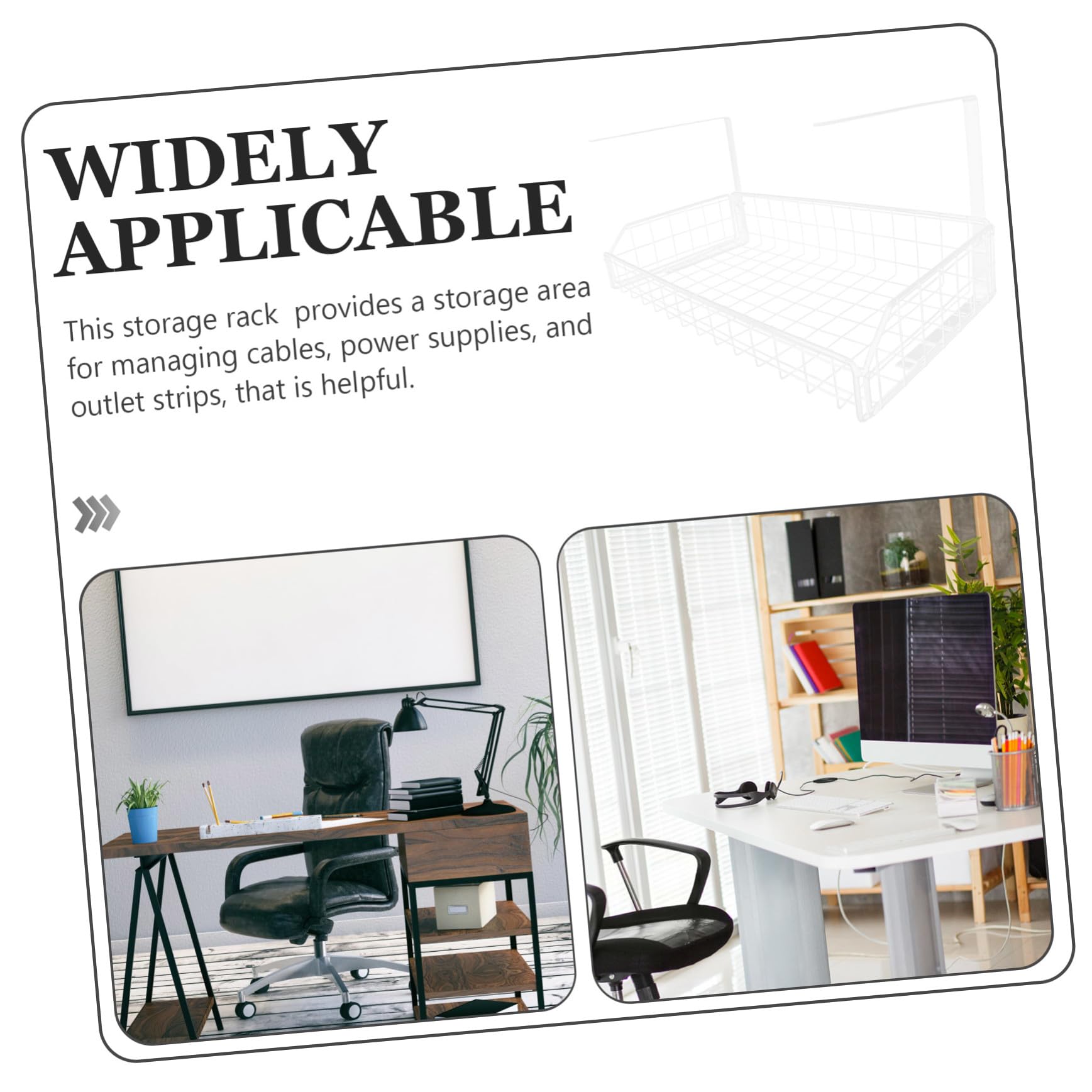 TOYANDONA Organisateur de Câbles sous Bureau Blanc Résistant Support de Rangement Compact et Léger pour Câbles et Chargeurs Installation Facile sans Perçage pour Bureau et Maison