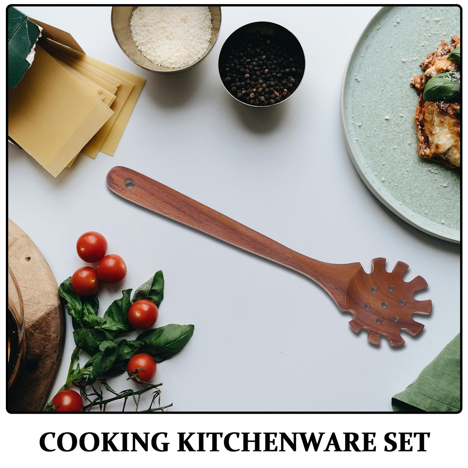 VALICLUD Holzlöffel-Set mit Pfannenwender Rührlöffel und Schöpfkelle aus Holz für Kochutensilien Küchenhelfer aus Olivenholz für Backen und Braten