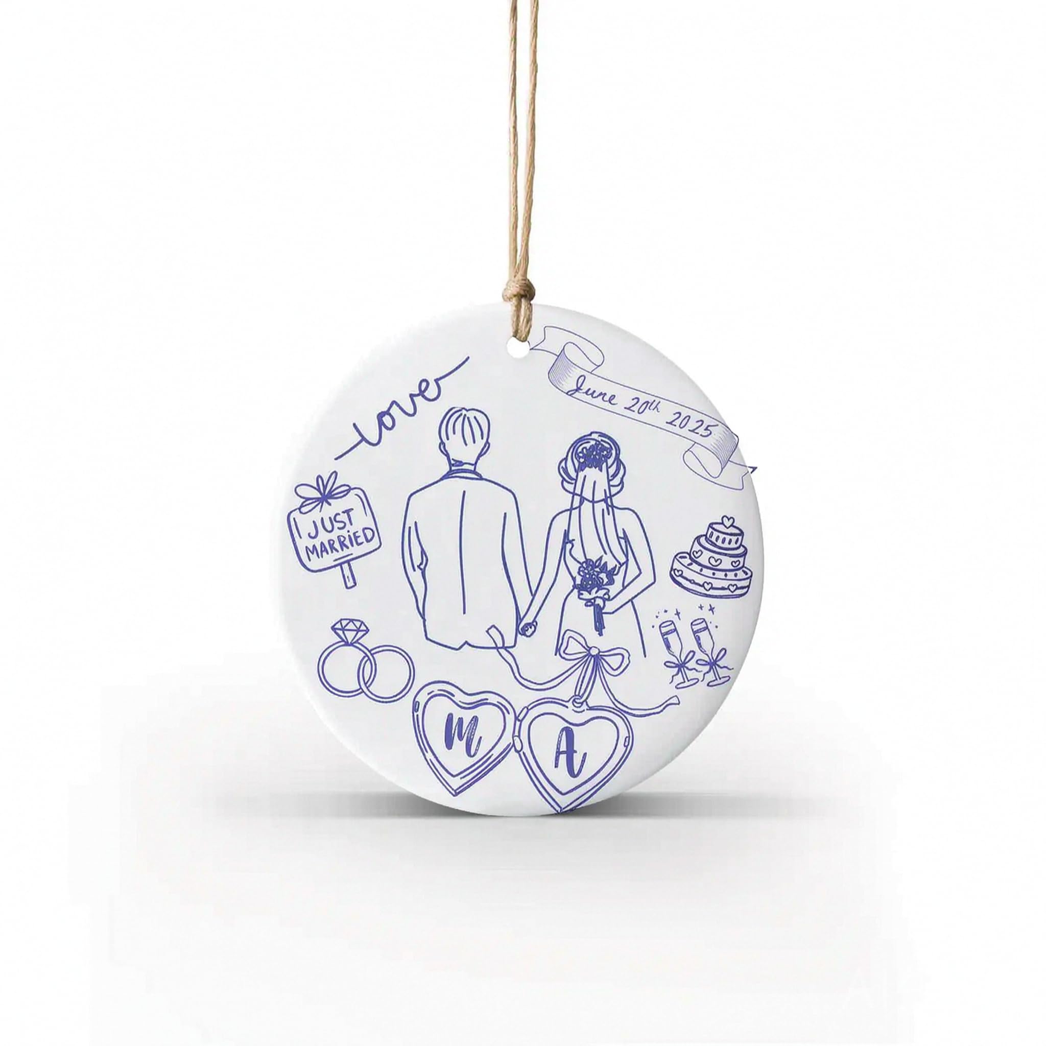 Personalised Wedding Ornament Keepsake - First Christmas Married Gift