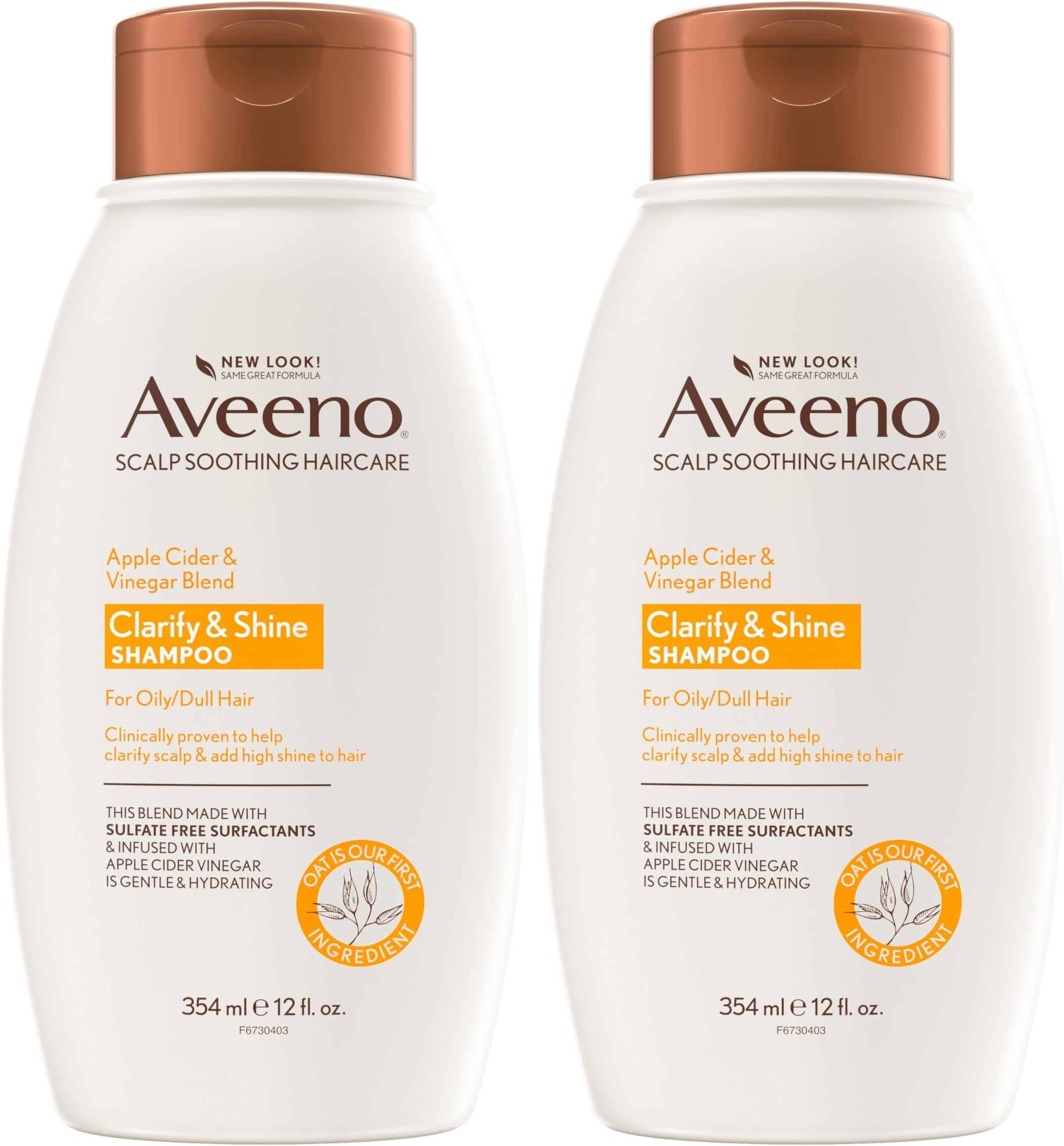 Aveeno Shampoo, 12 Fl Oz, Pack of 2 | Scalp Soothing | Apple Cider Vinegar Blend